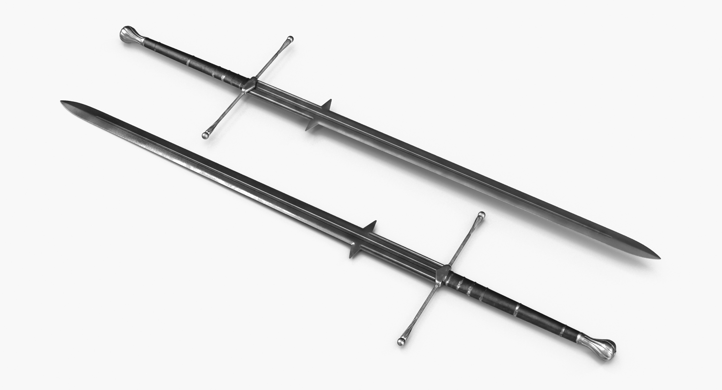 3D Medieval Double Edged Two Handed Sword model
