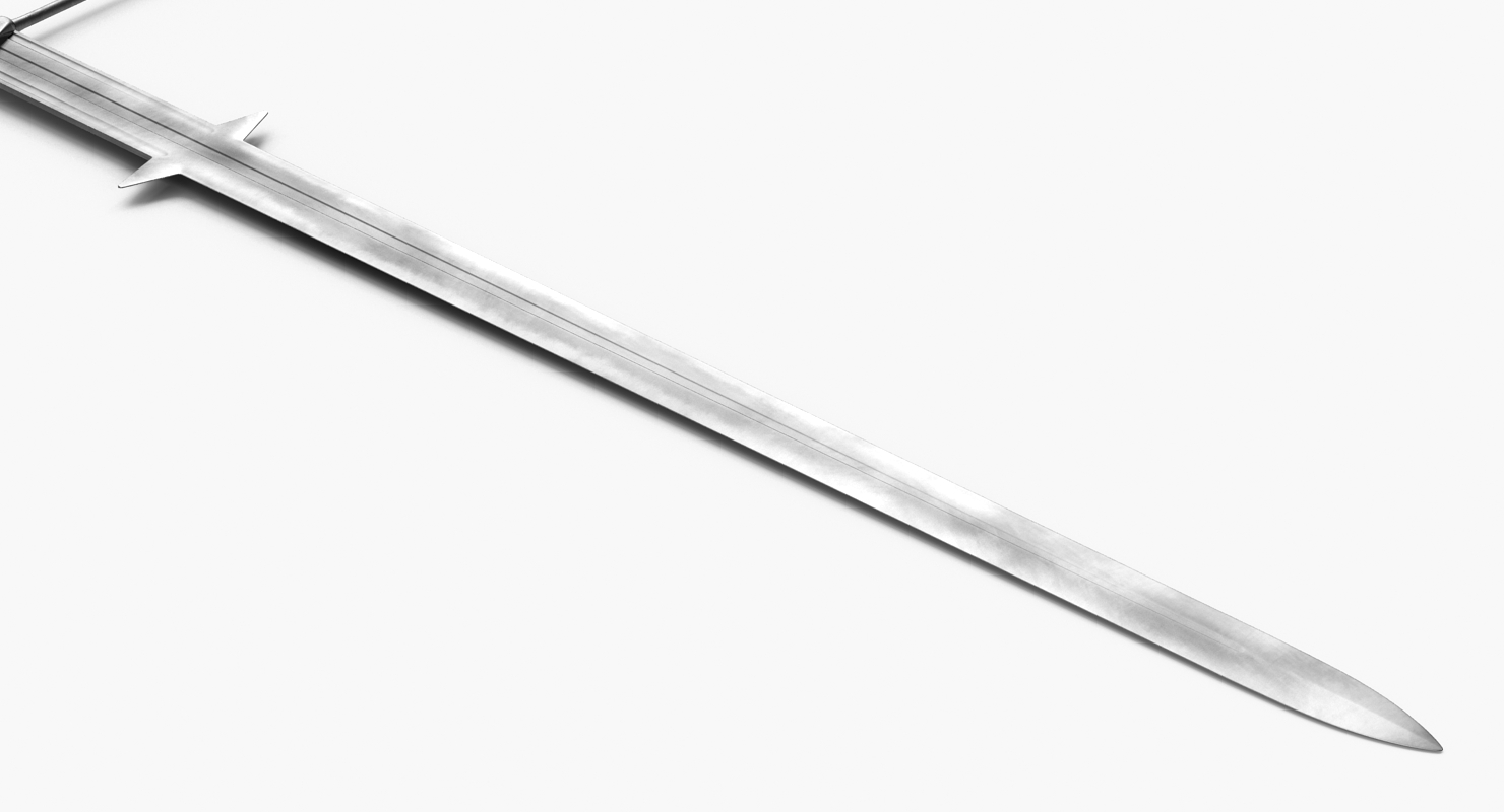 3D Medieval Double Edged Two Handed Sword model