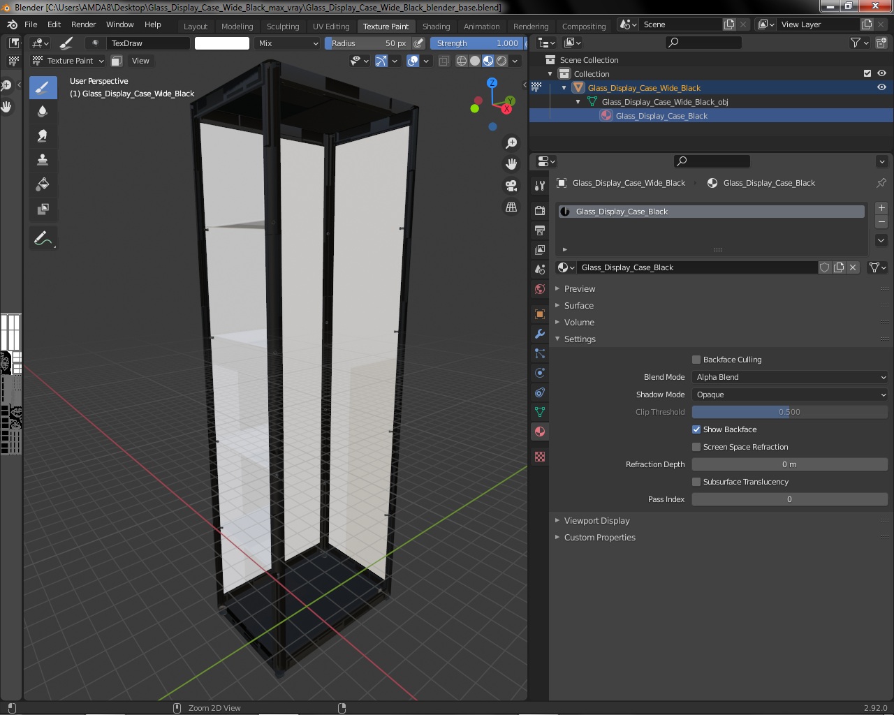 Glass Display Case Wide Black 3D model