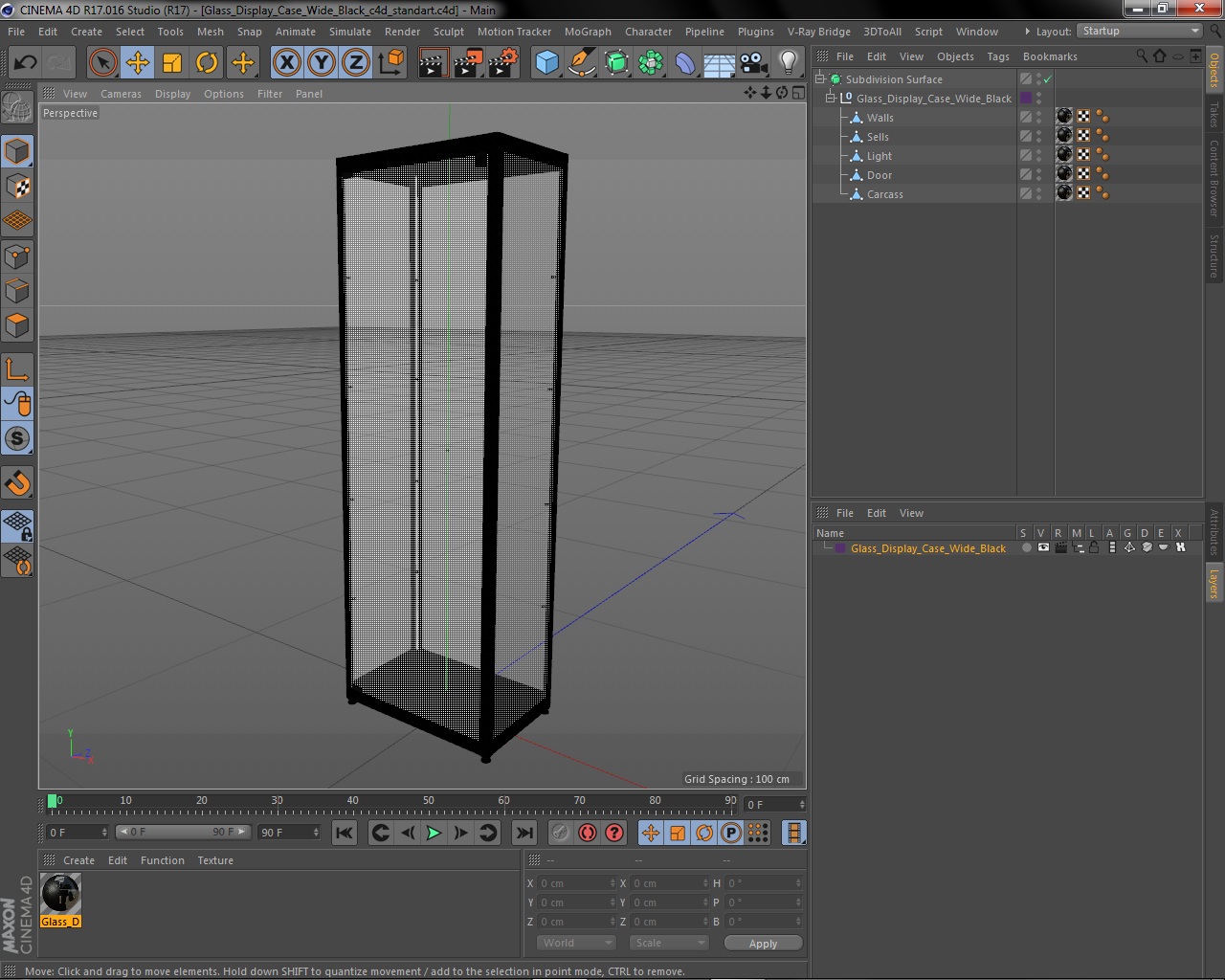 Glass Display Case Wide Black 3D model