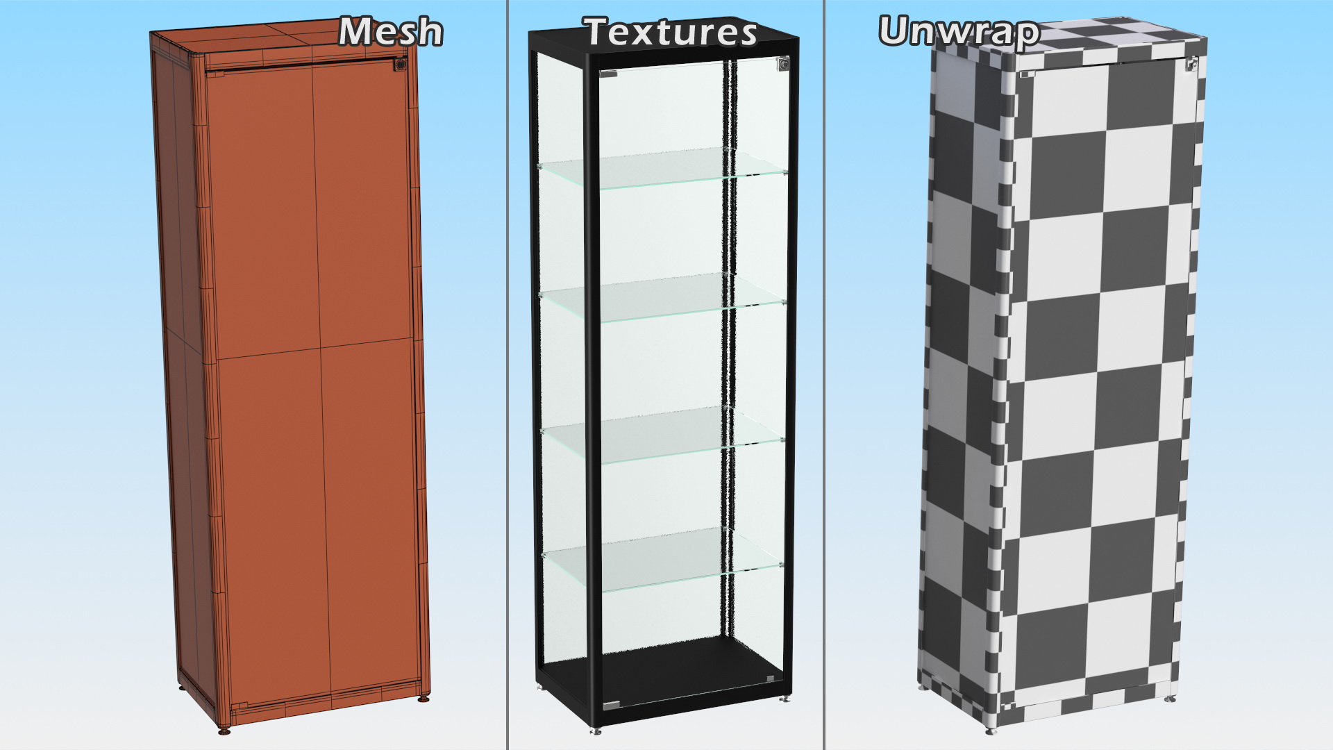 Glass Display Case Wide Black 3D model
