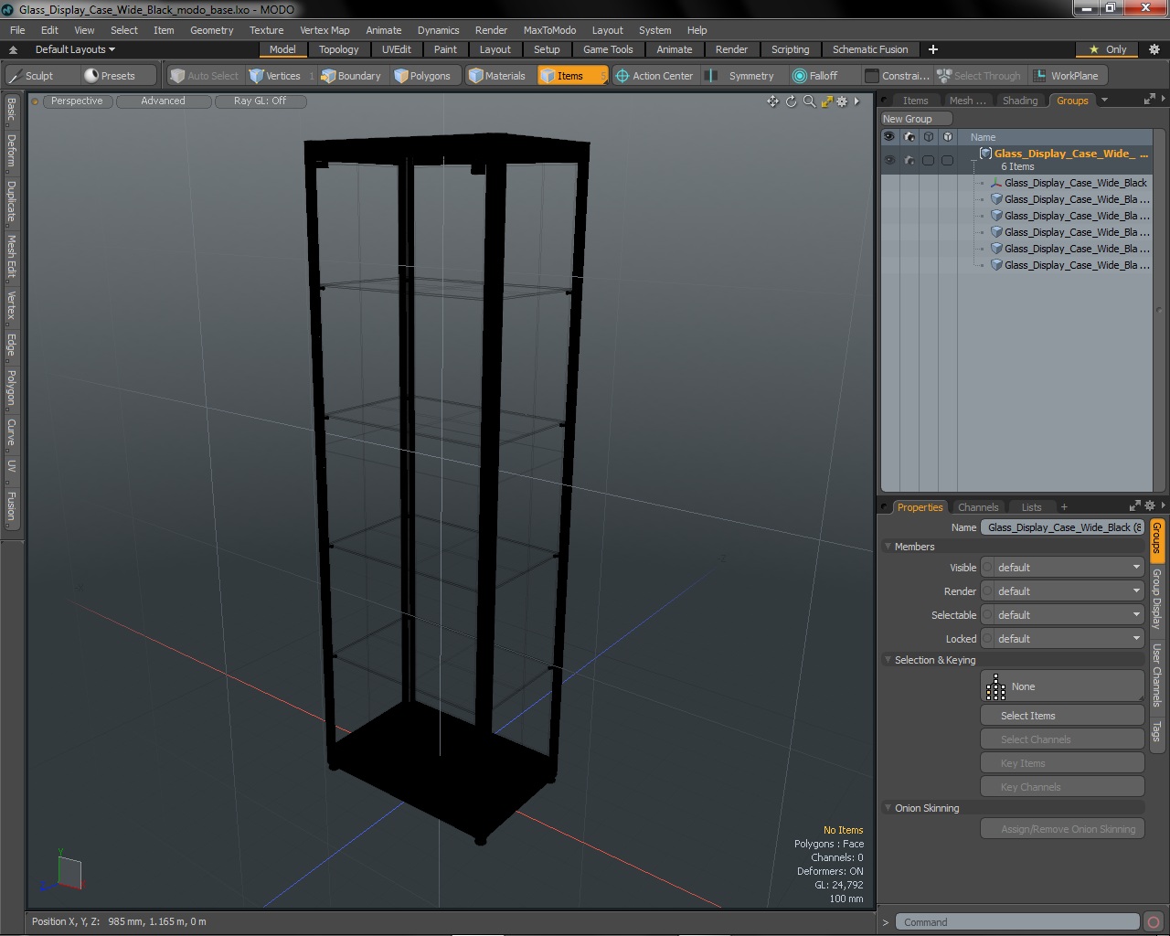Glass Display Case Wide Black 3D model