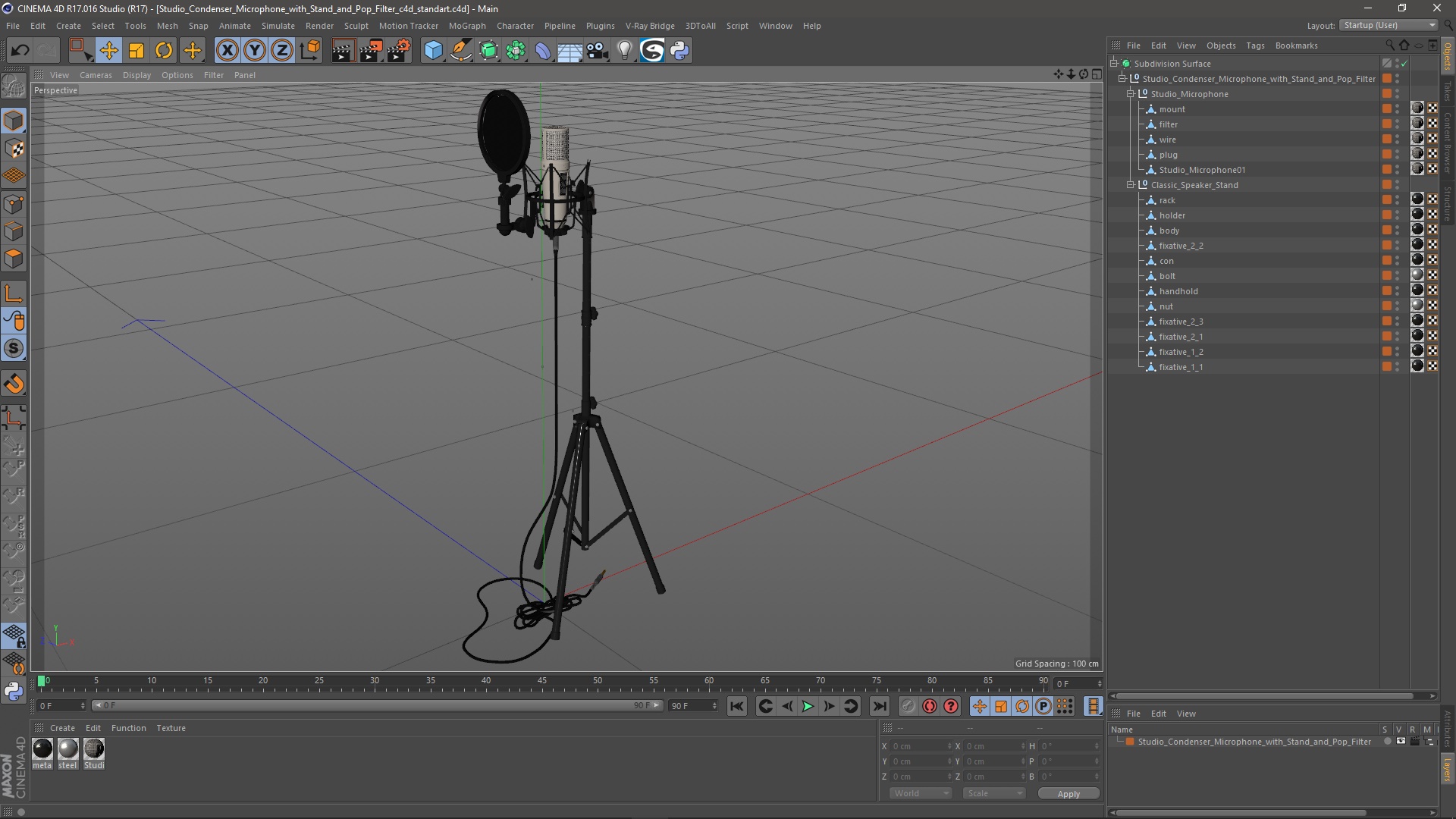 3D Studio Condenser Microphone with Stand and Pop Filter model
