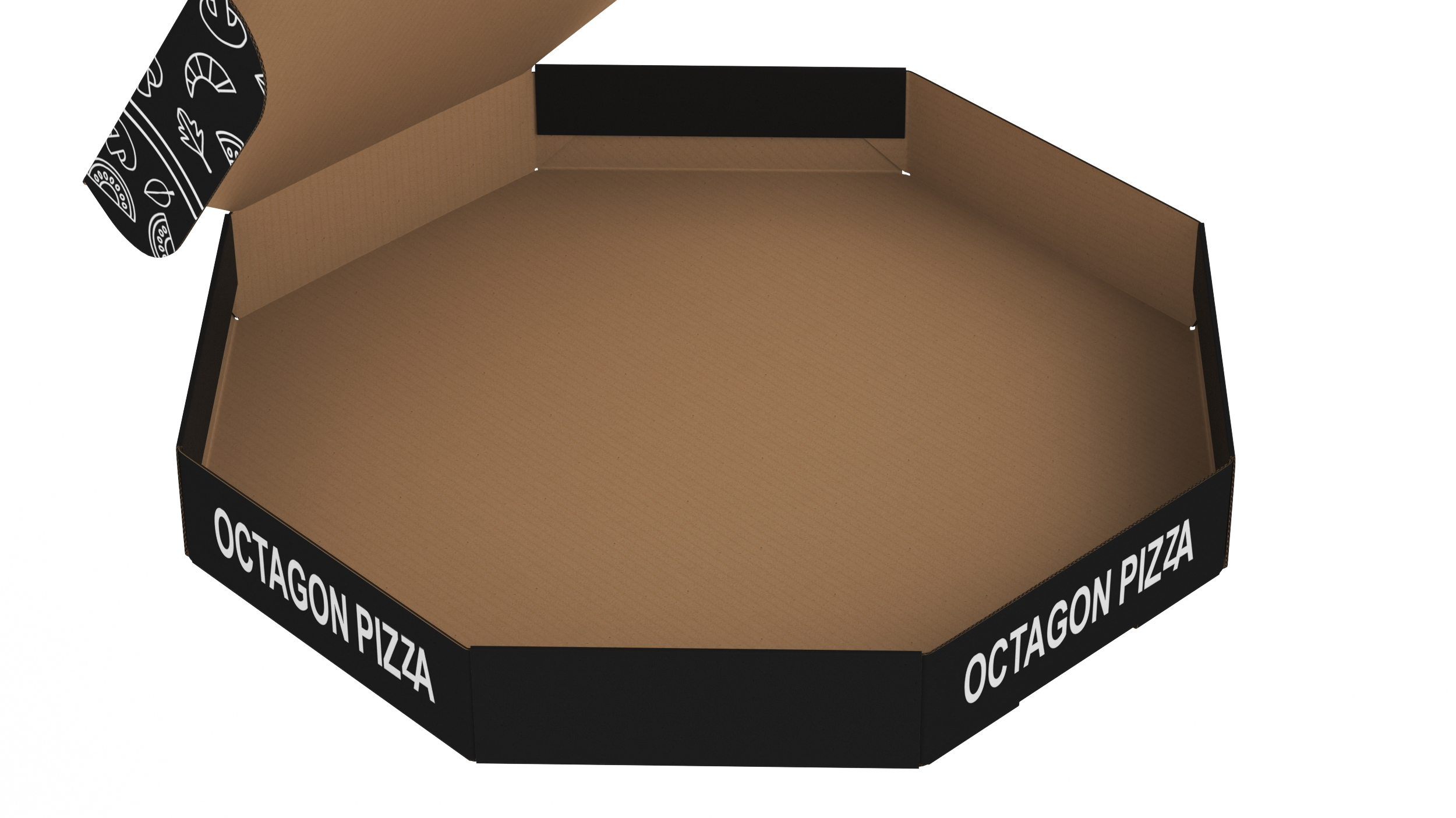 3D Pizza Packaging Octagonal Black