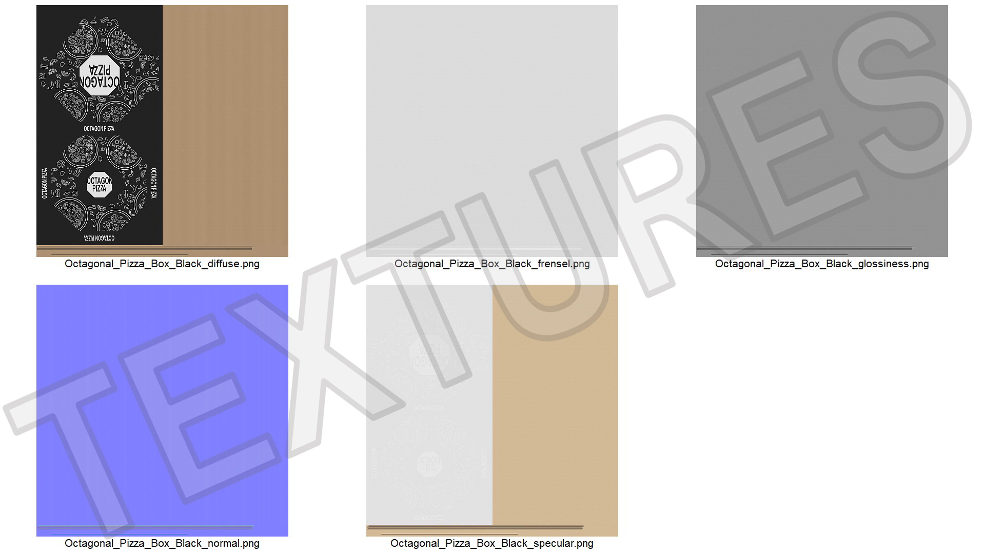 3D Pizza Packaging Octagonal Black