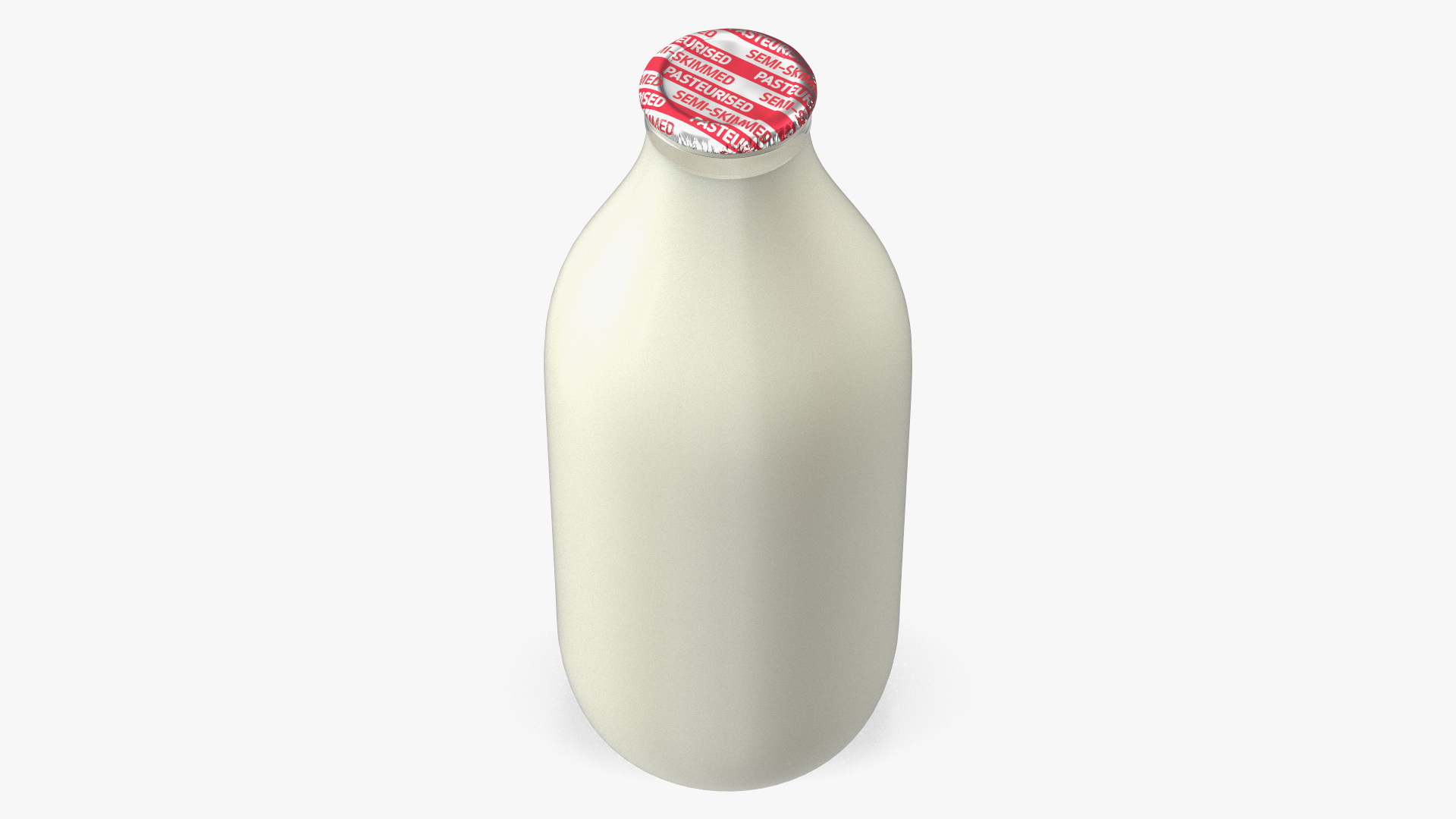 Glass Bottle of Semi-Skimmed Milk with Foil Top 3D
