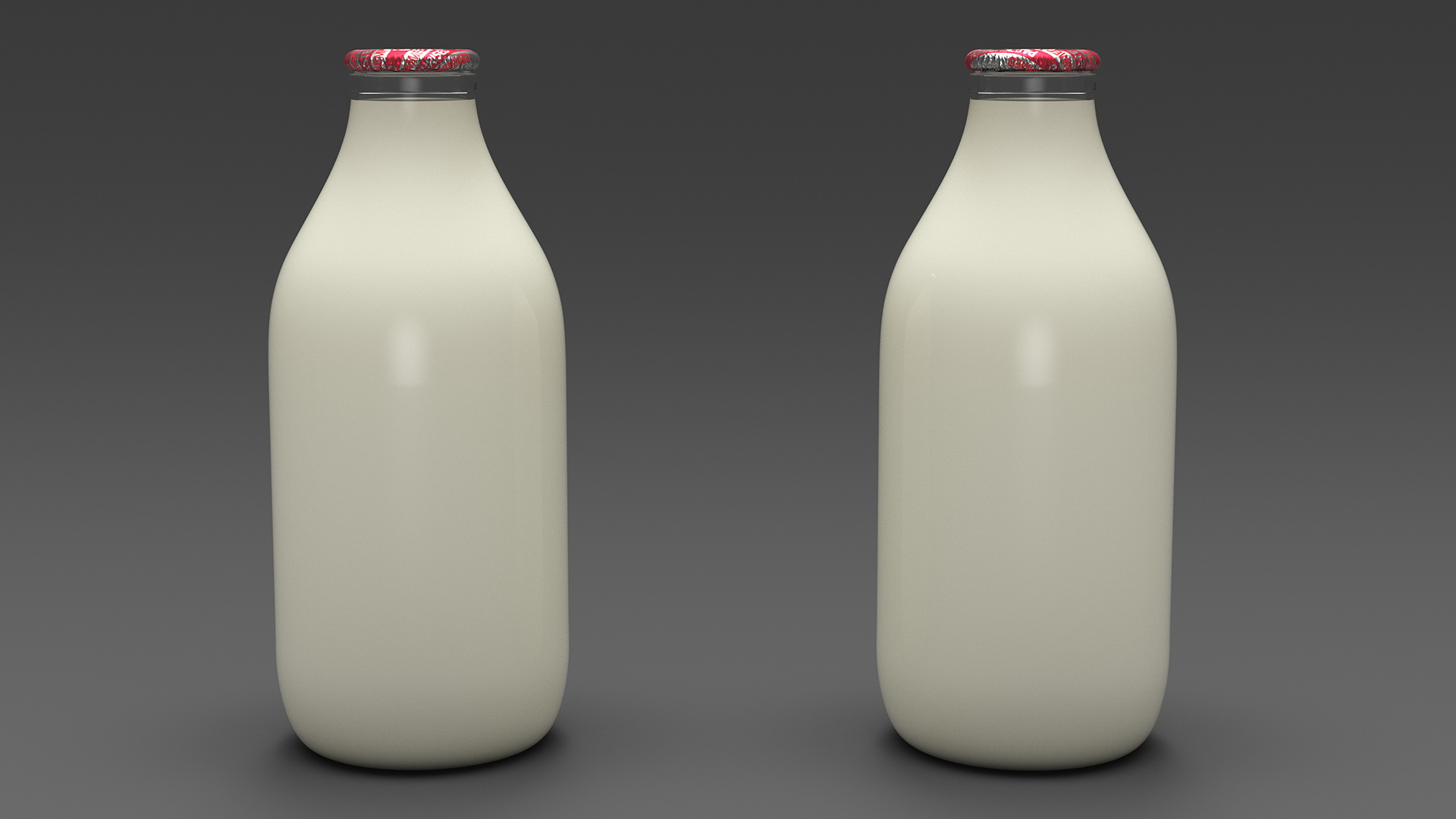 Glass Bottle of Semi-Skimmed Milk with Foil Top 3D