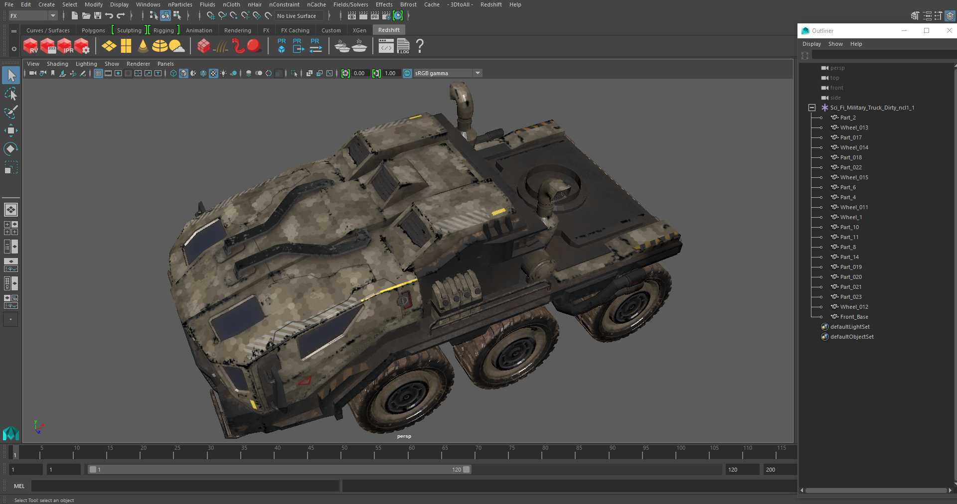 Sci Fi Military Truck Dirty 3D
