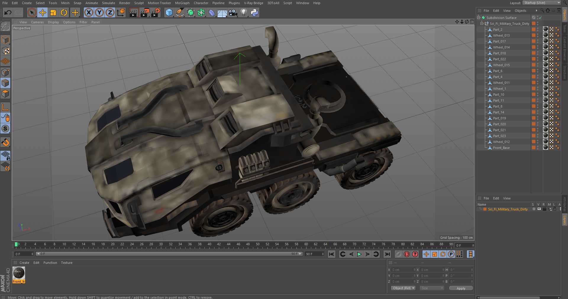 Sci Fi Military Truck Dirty 3D