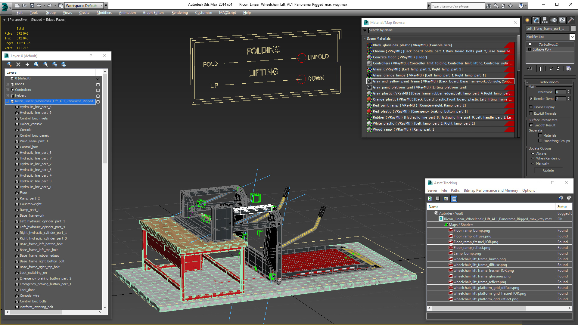 3D Ricon Linear Wheelchair Lift AL1 Panorama Rigged model