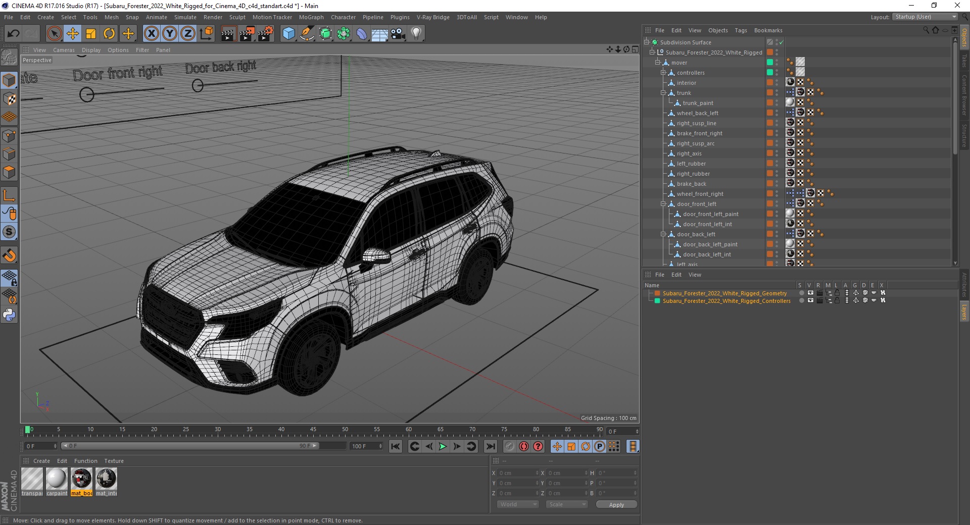 Subaru Forester 2022 White Rigged for Cinema 4D 3D