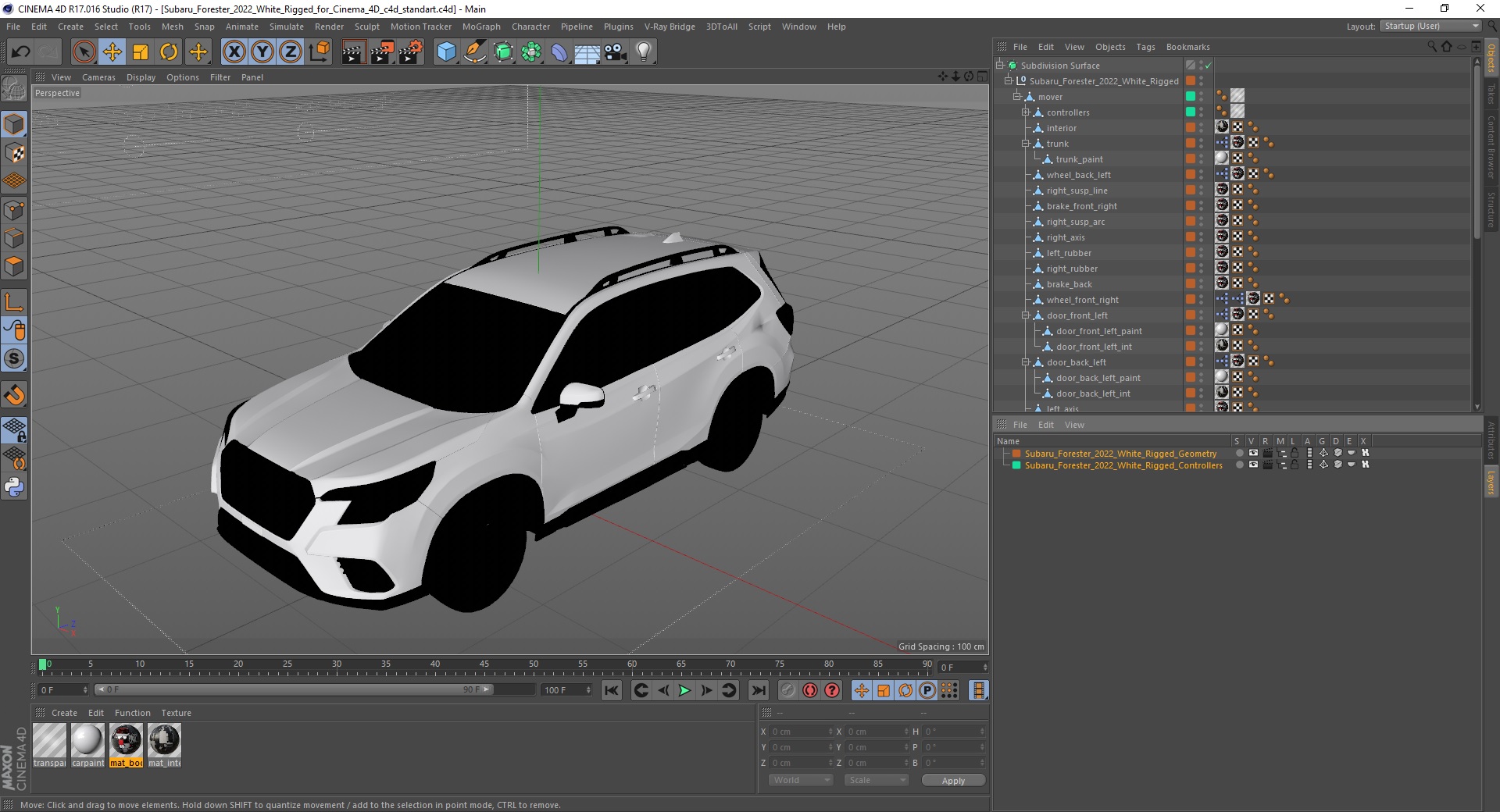 Subaru Forester 2022 White Rigged for Cinema 4D 3D