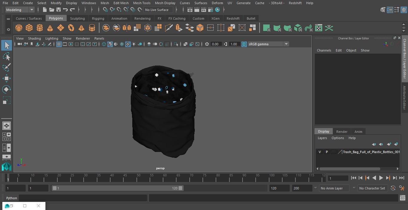 3D Trash Bag Full of Plastic Bottles model