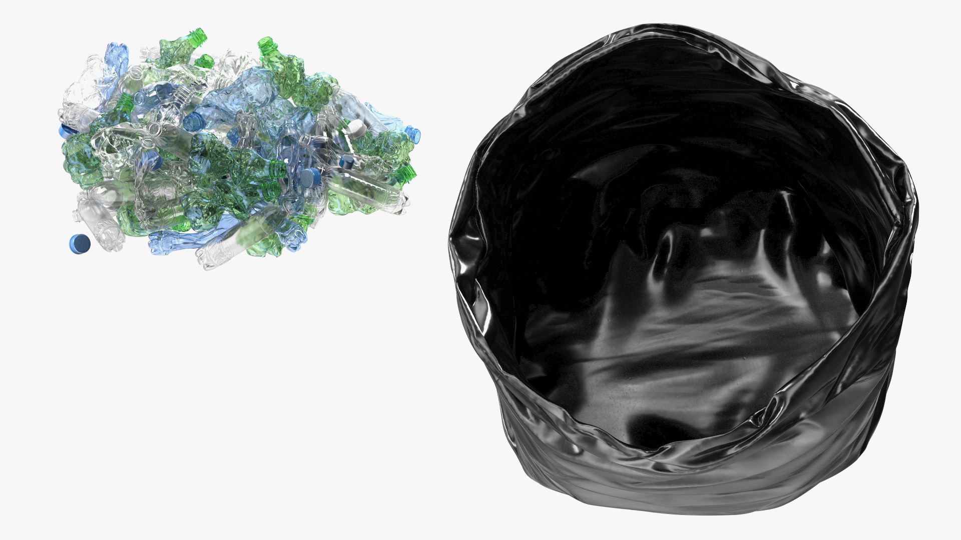 3D Trash Bag Full of Plastic Bottles model