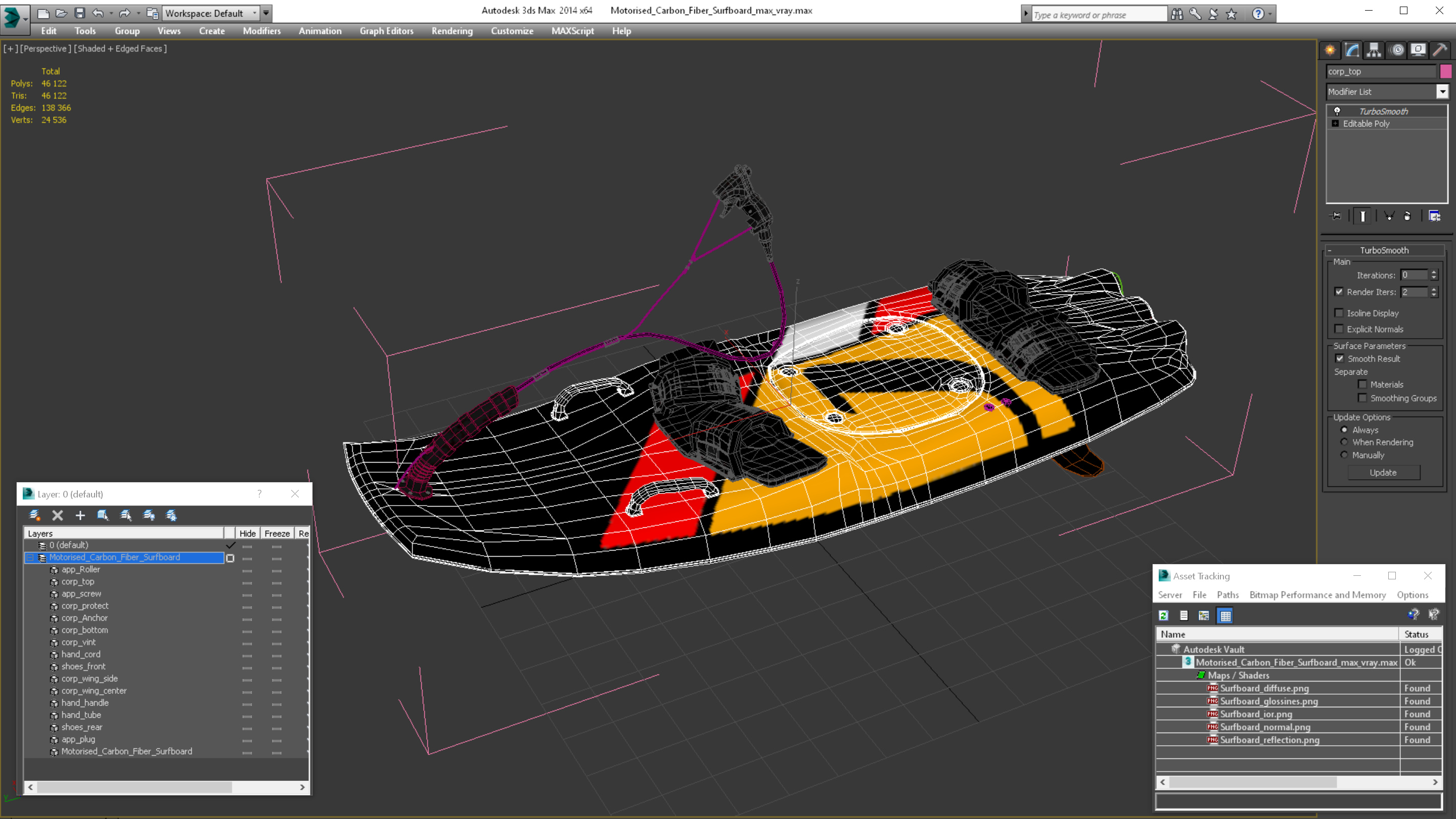 Motorised Carbon Fiber Surfboard 3D