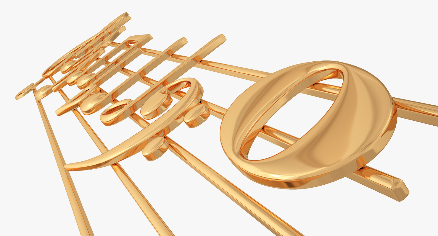 3D Golden Music Stave and Notes model
