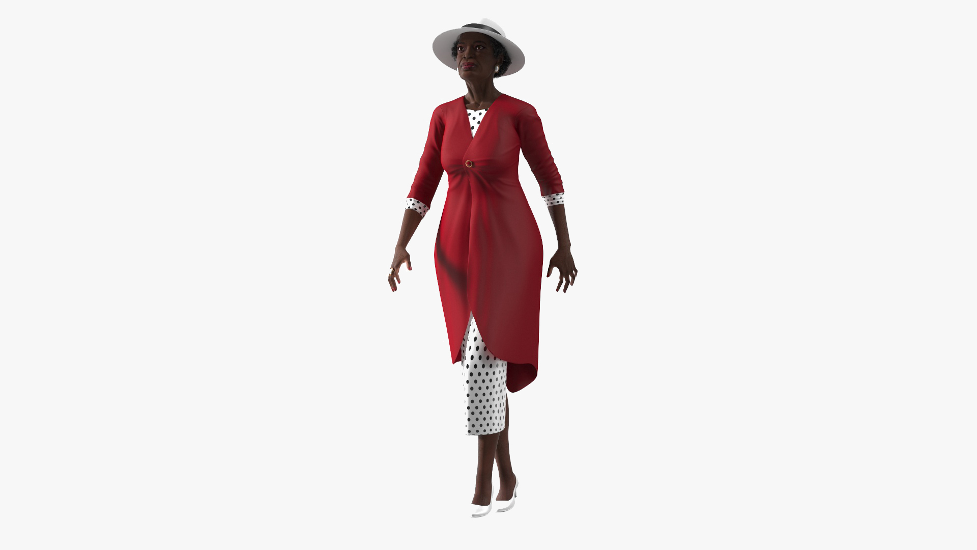 3D model Afro American Elderly Woman Formal Wear Rigged for Cinema 4D