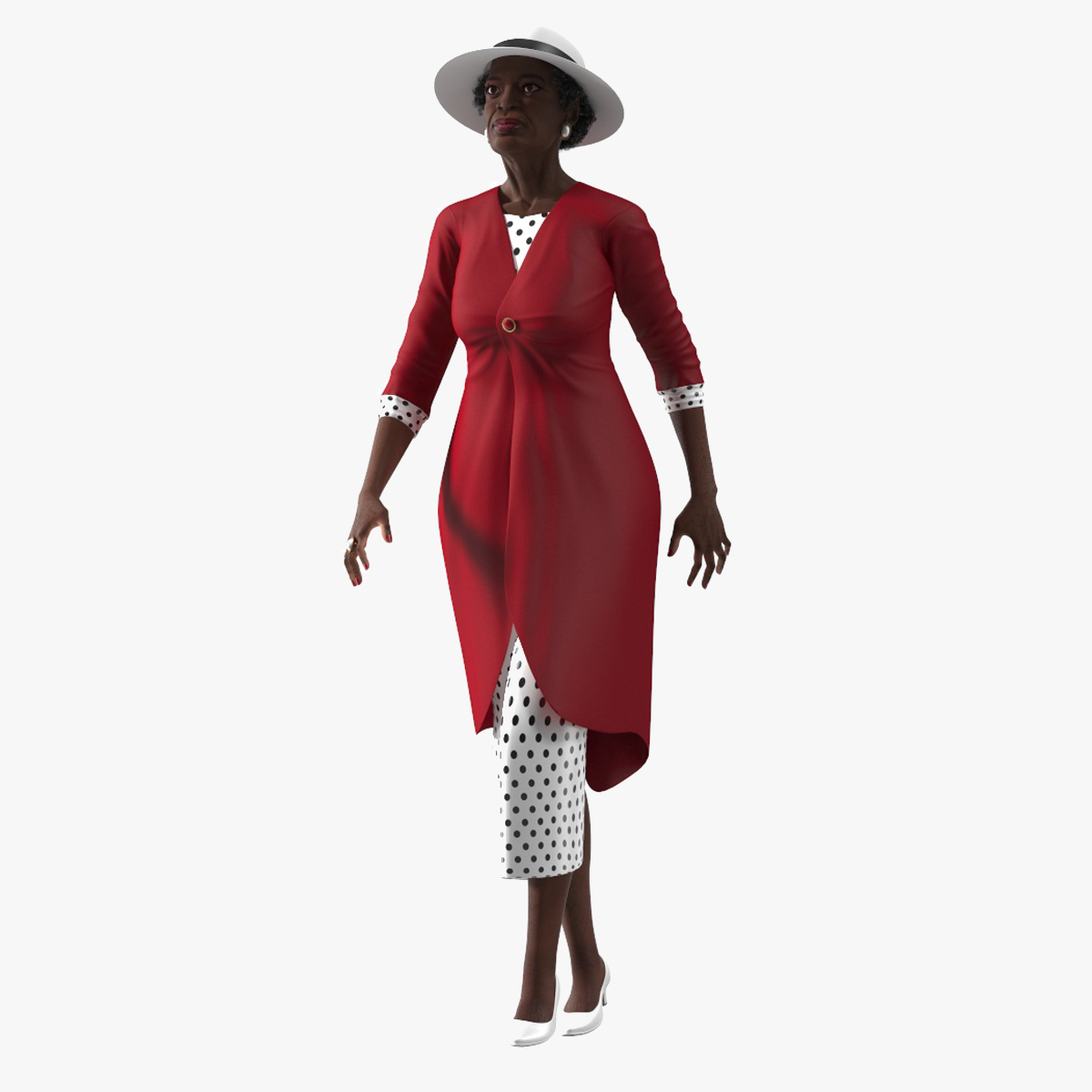 3D model Afro American Elderly Woman Formal Wear Rigged for Cinema 4D