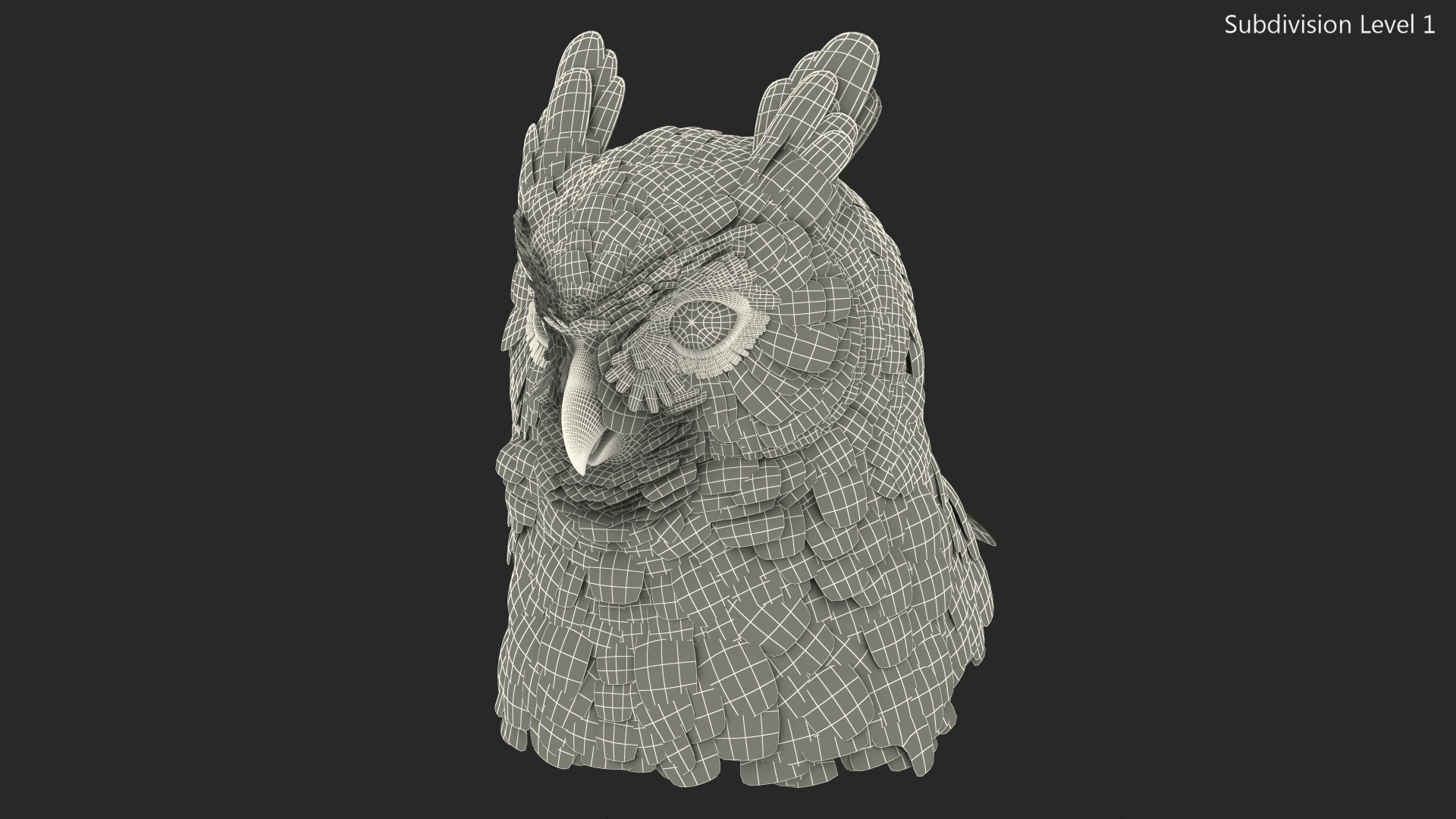 3D Great Horned Owl Head