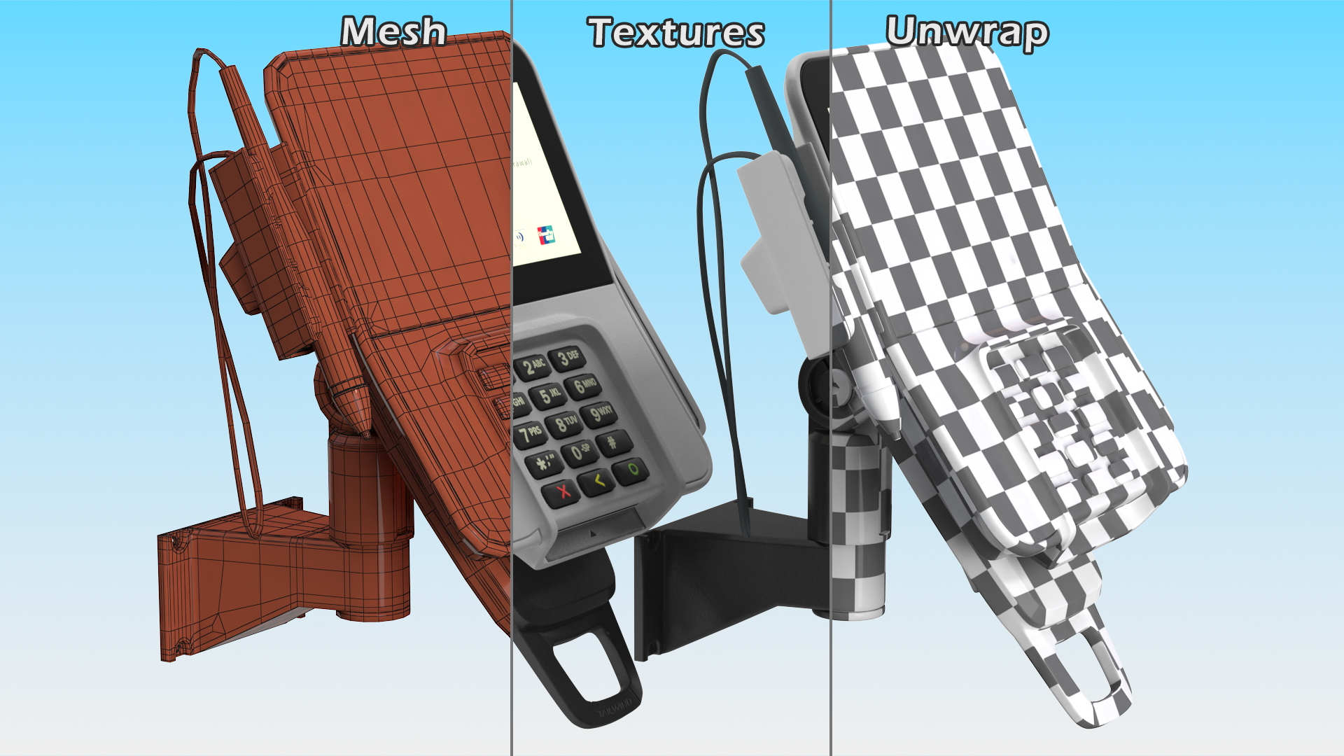 3D Payment Terminal Carrying Wall Bracket model