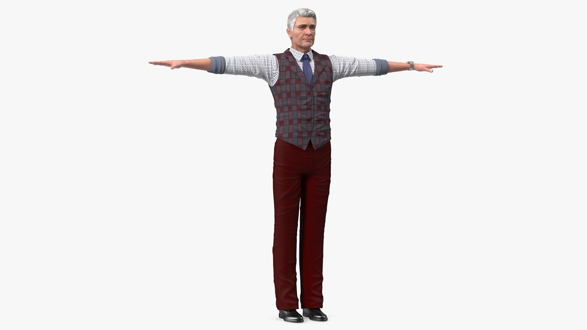 3D model Elderly Man Casual Wear T Pose