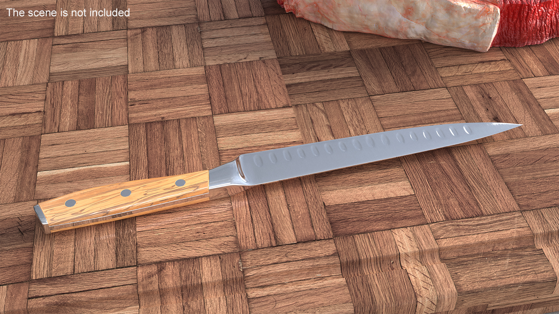 Carving Knife with Light-Colored Handle 3D model