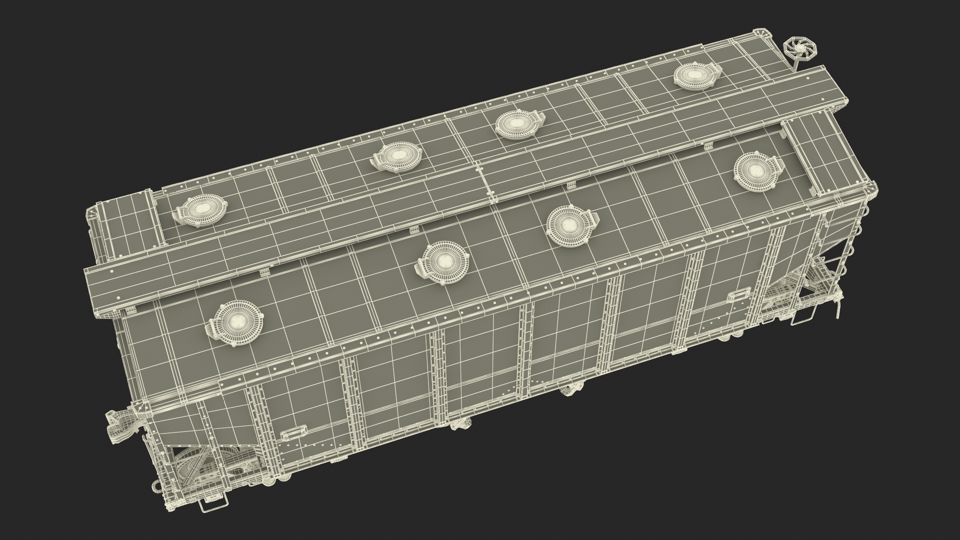 Steam Engine with Covered Hopper Cars 3D