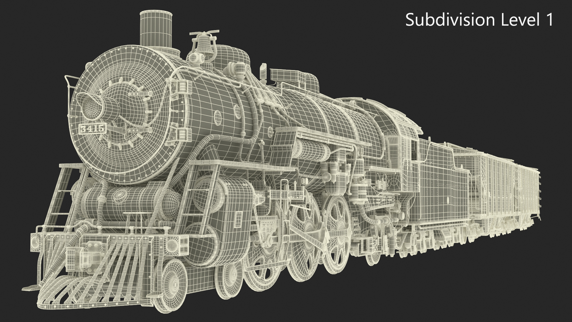 Steam Engine with Covered Hopper Cars 3D