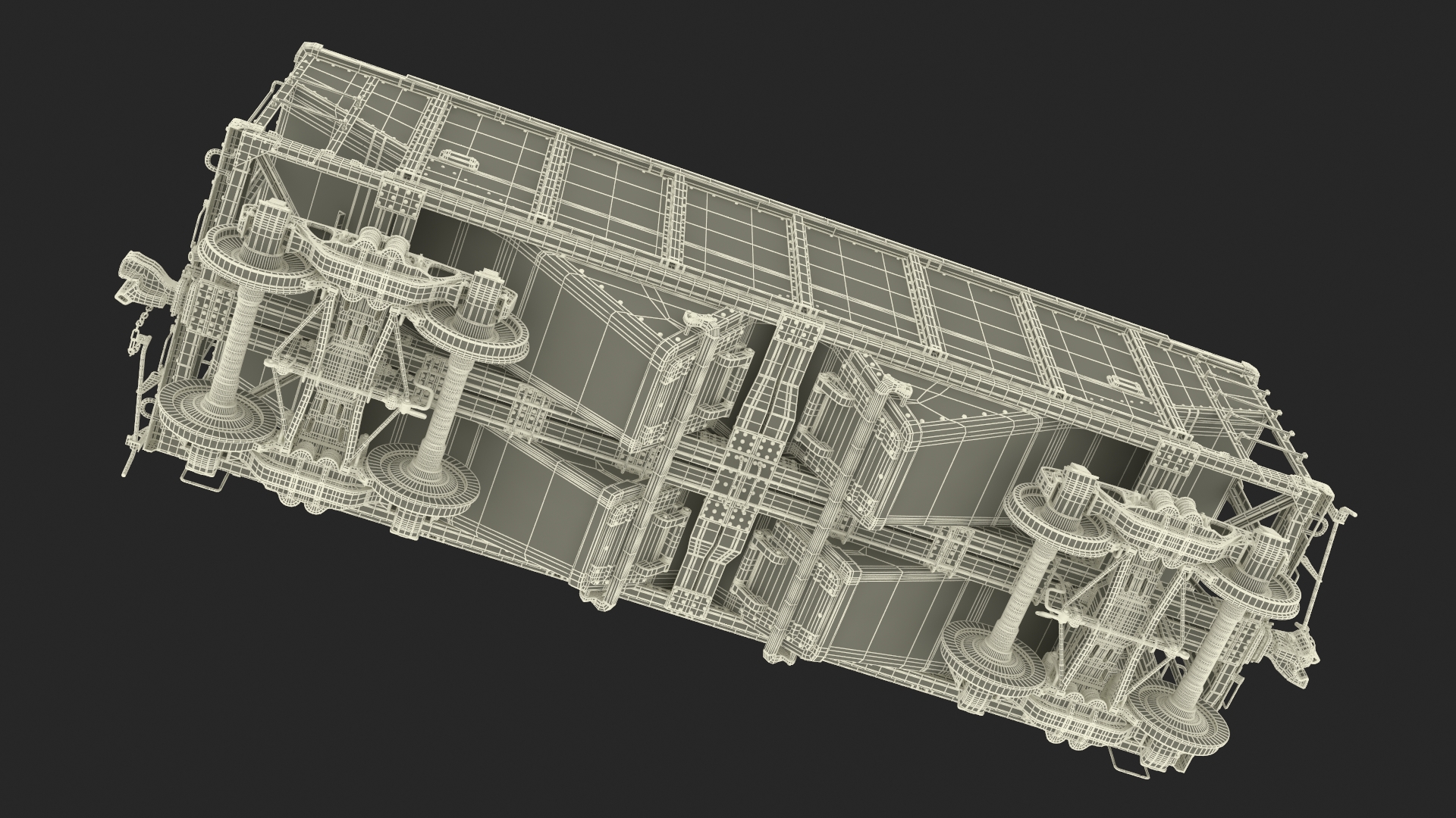 Steam Engine with Covered Hopper Cars 3D
