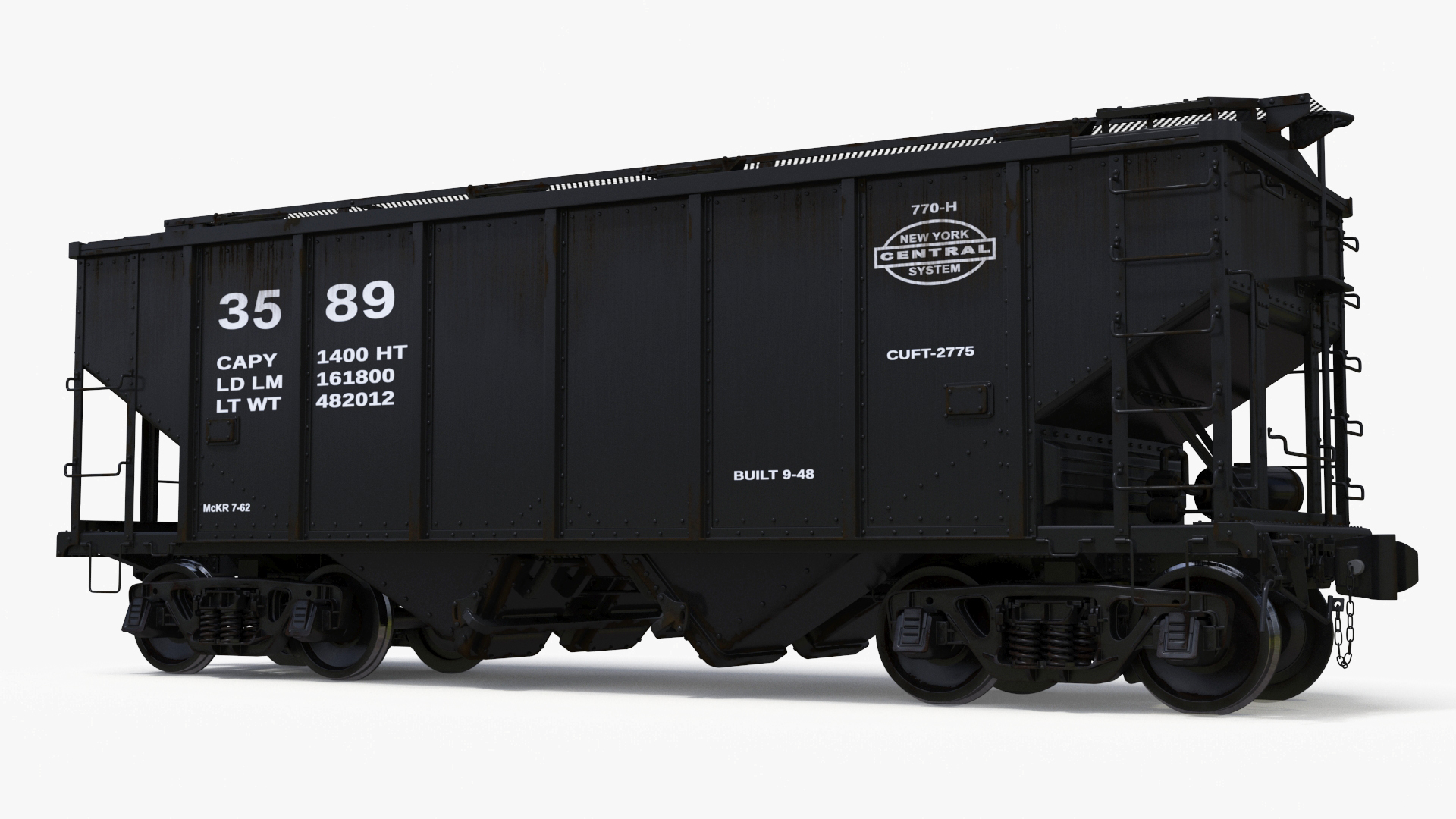 Steam Engine with Covered Hopper Cars 3D