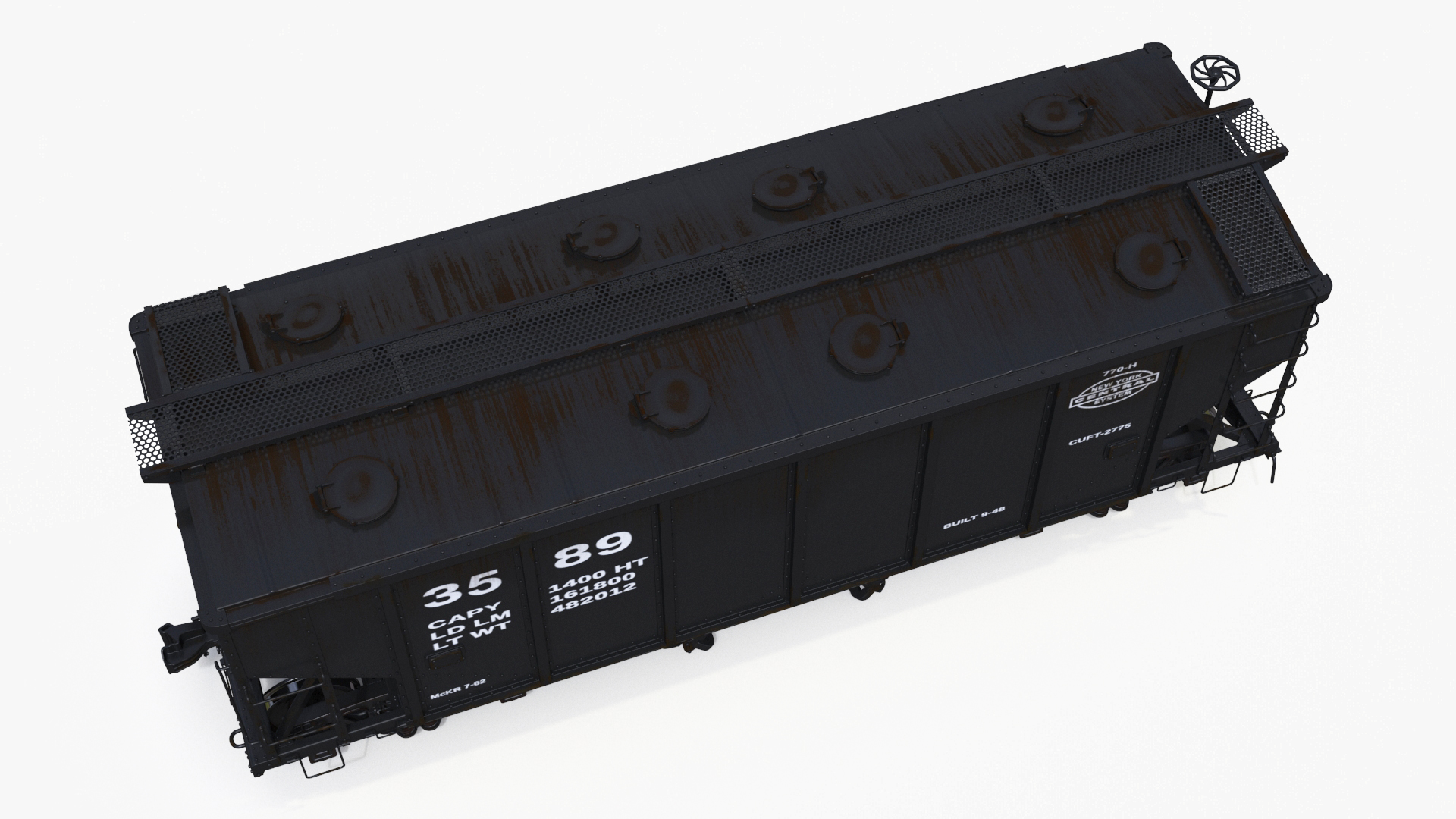 Steam Engine with Covered Hopper Cars 3D