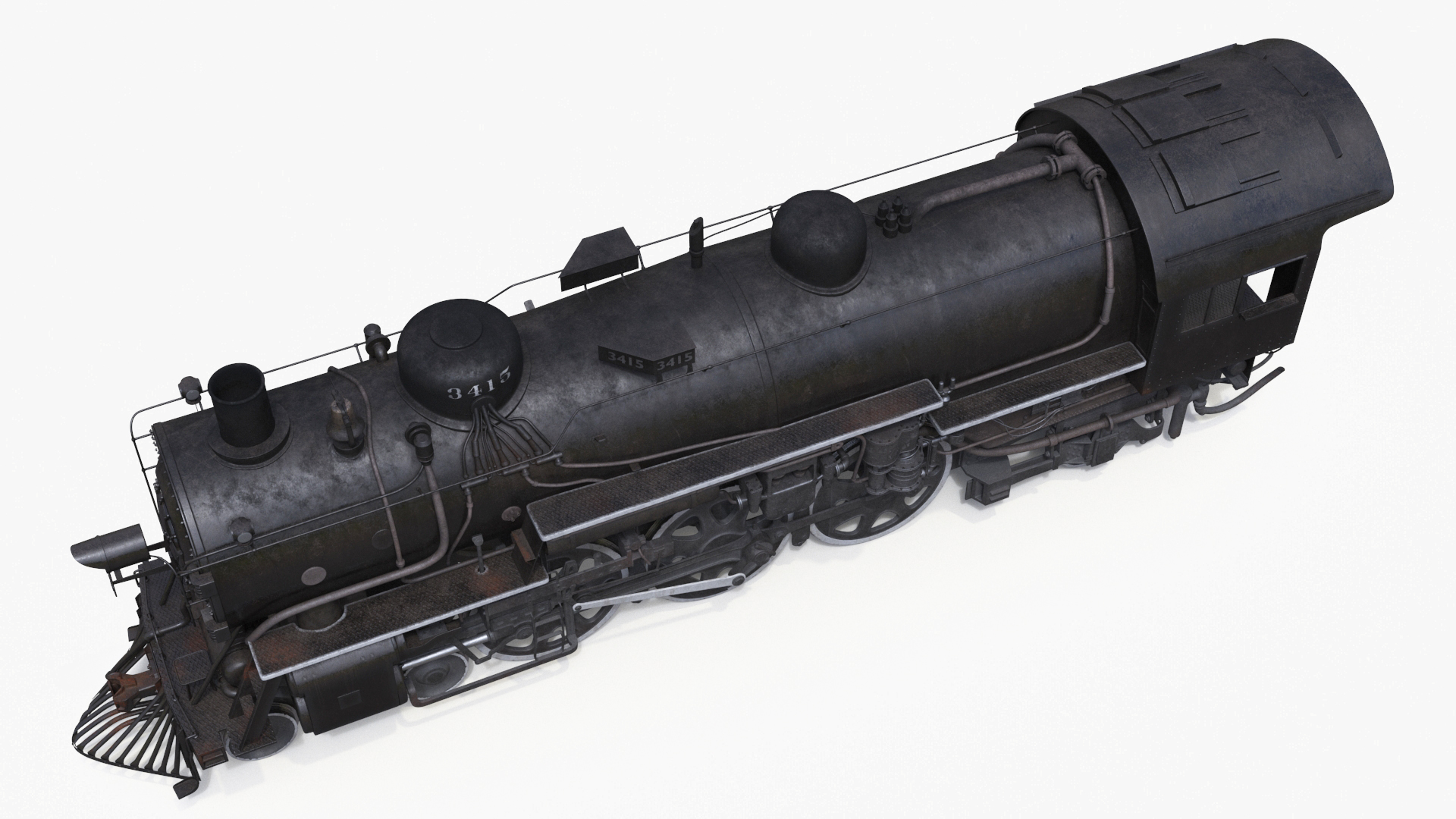 Steam Engine with Covered Hopper Cars 3D