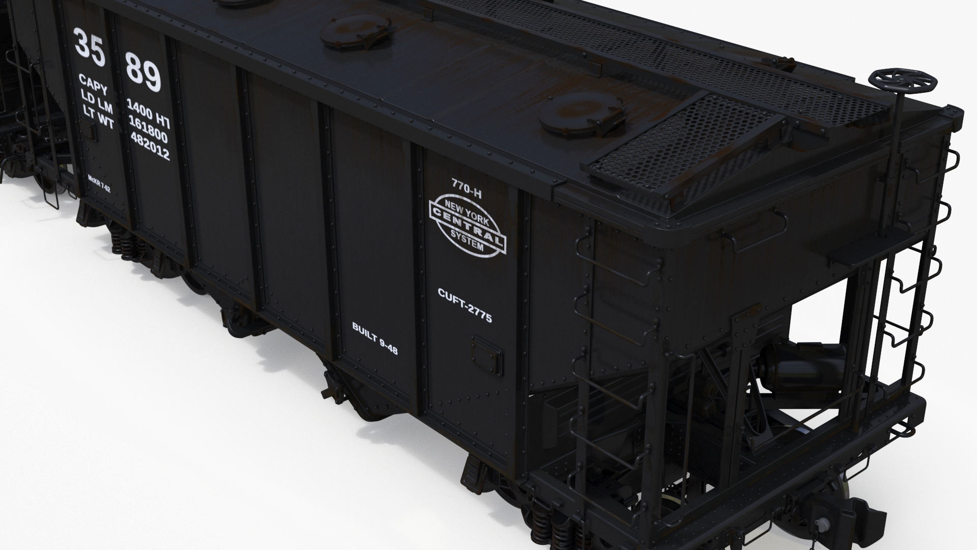 Steam Engine with Covered Hopper Cars 3D