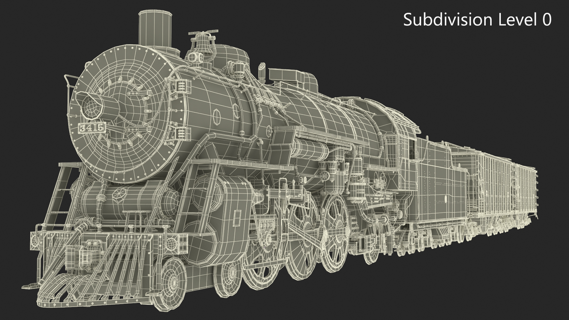 Steam Engine with Covered Hopper Cars 3D