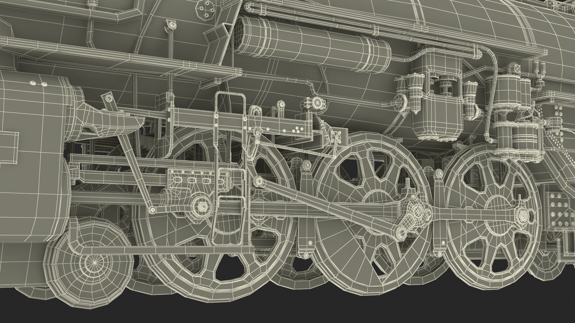 Steam Engine with Covered Hopper Cars 3D