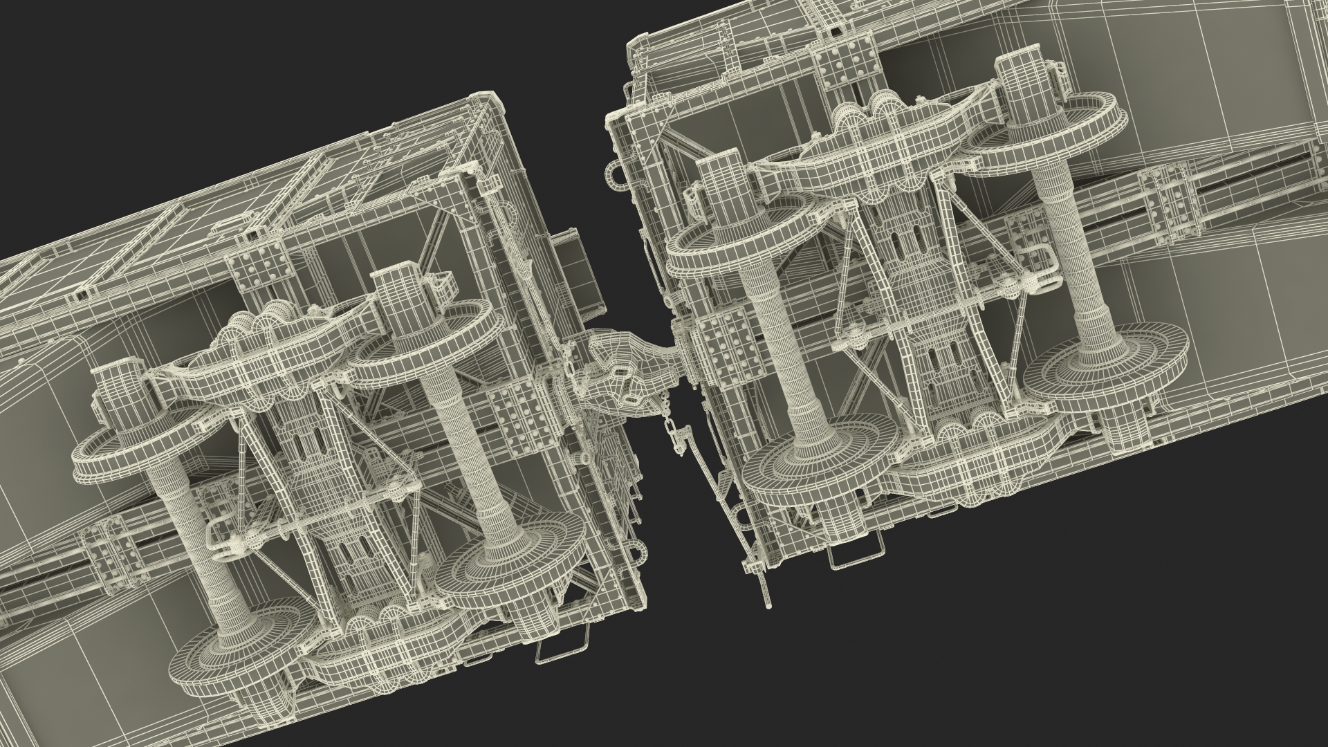 Steam Engine with Covered Hopper Cars 3D