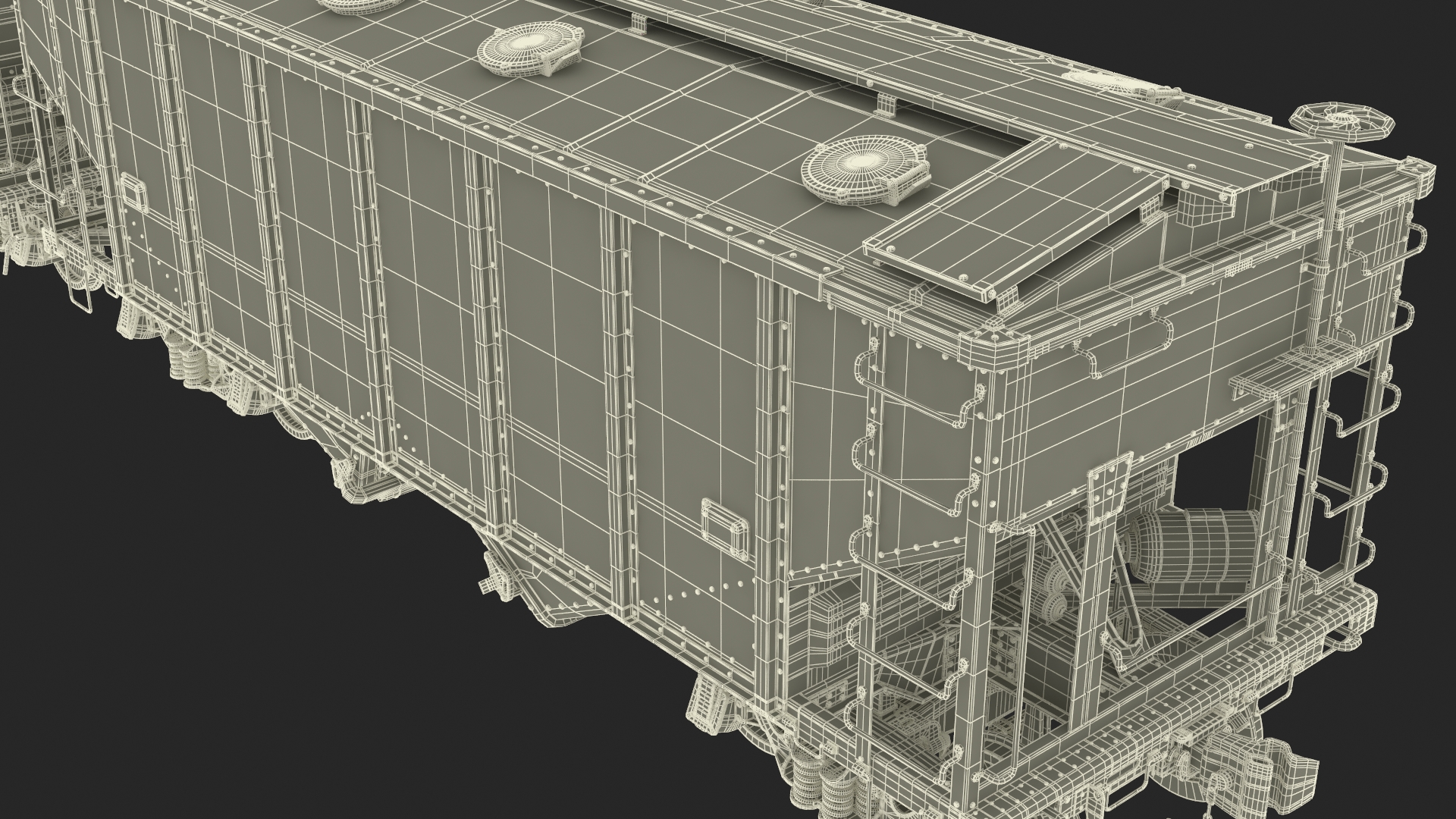 Steam Engine with Covered Hopper Cars 3D