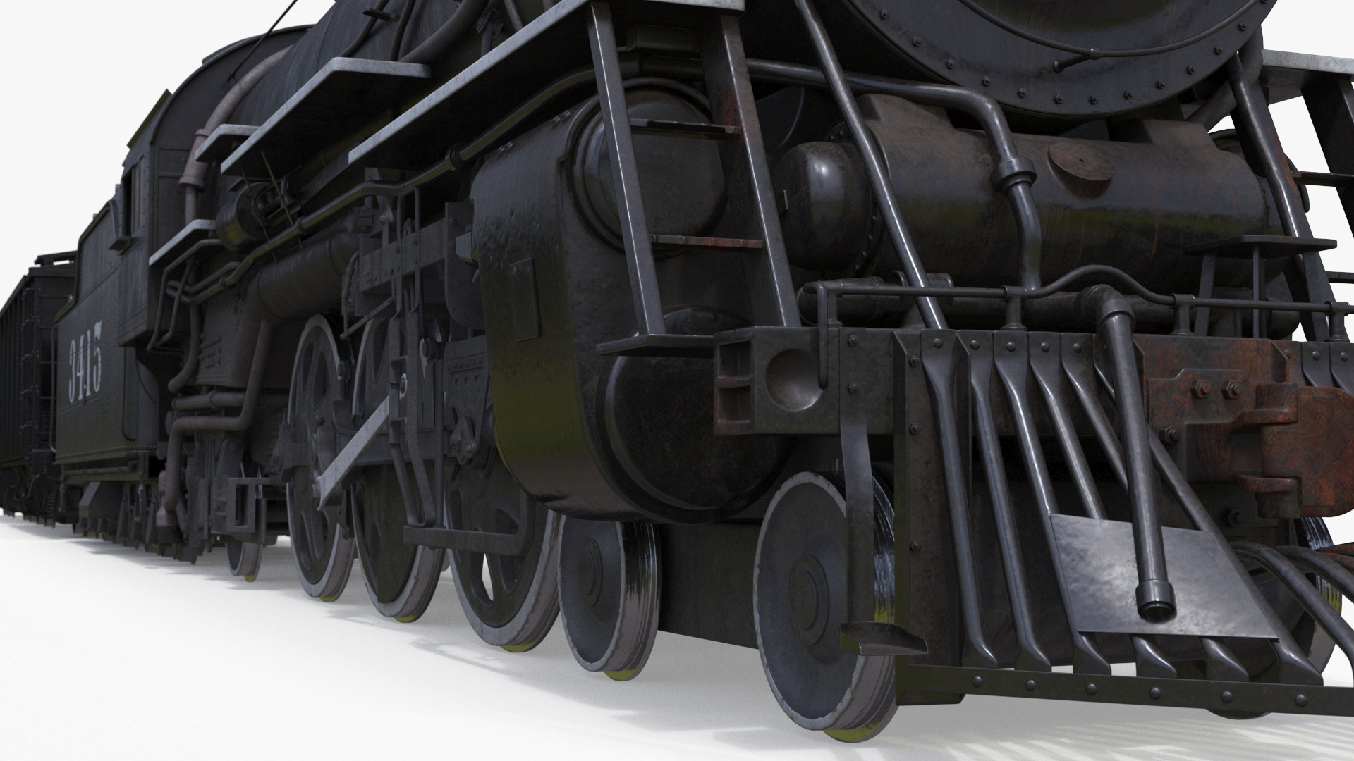 Steam Engine with Covered Hopper Cars 3D