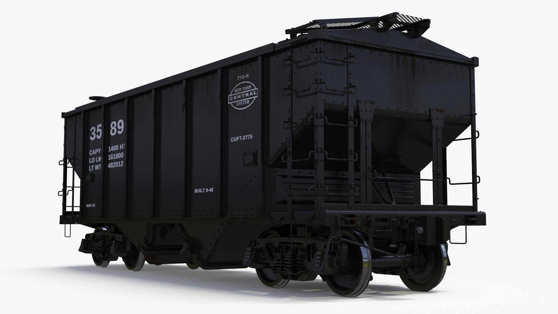 Steam Engine with Covered Hopper Cars 3D