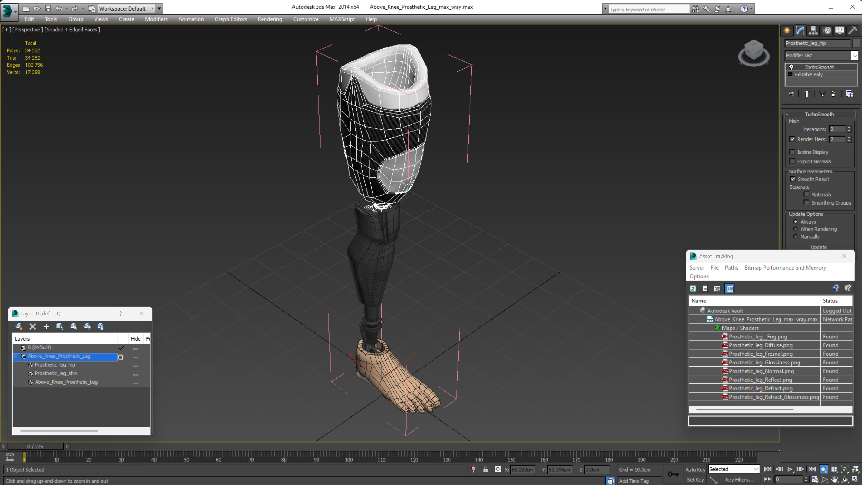 3D model Above Knee Prosthetic Leg