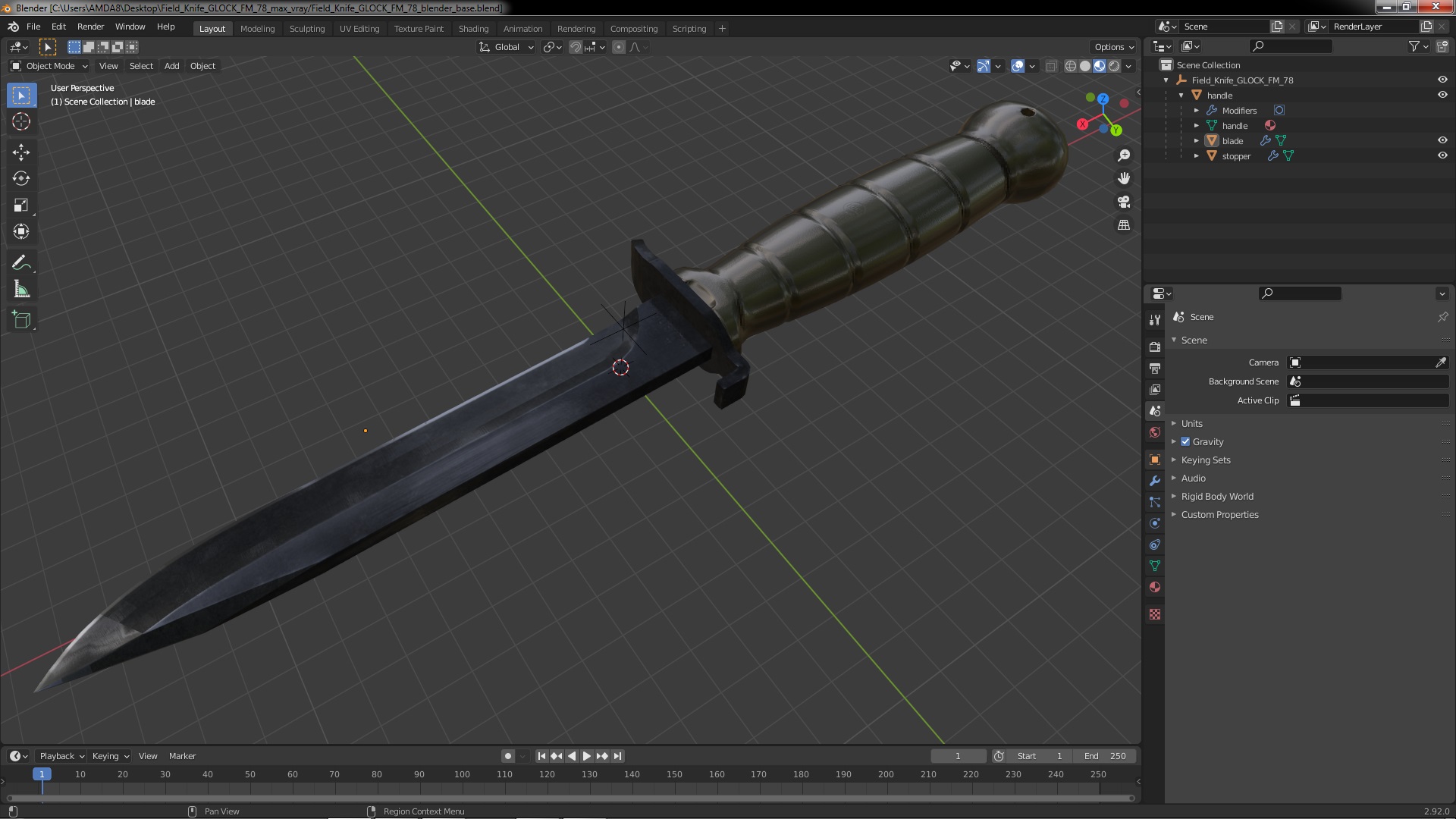 3D Field Knife GLOCK FM 78 model