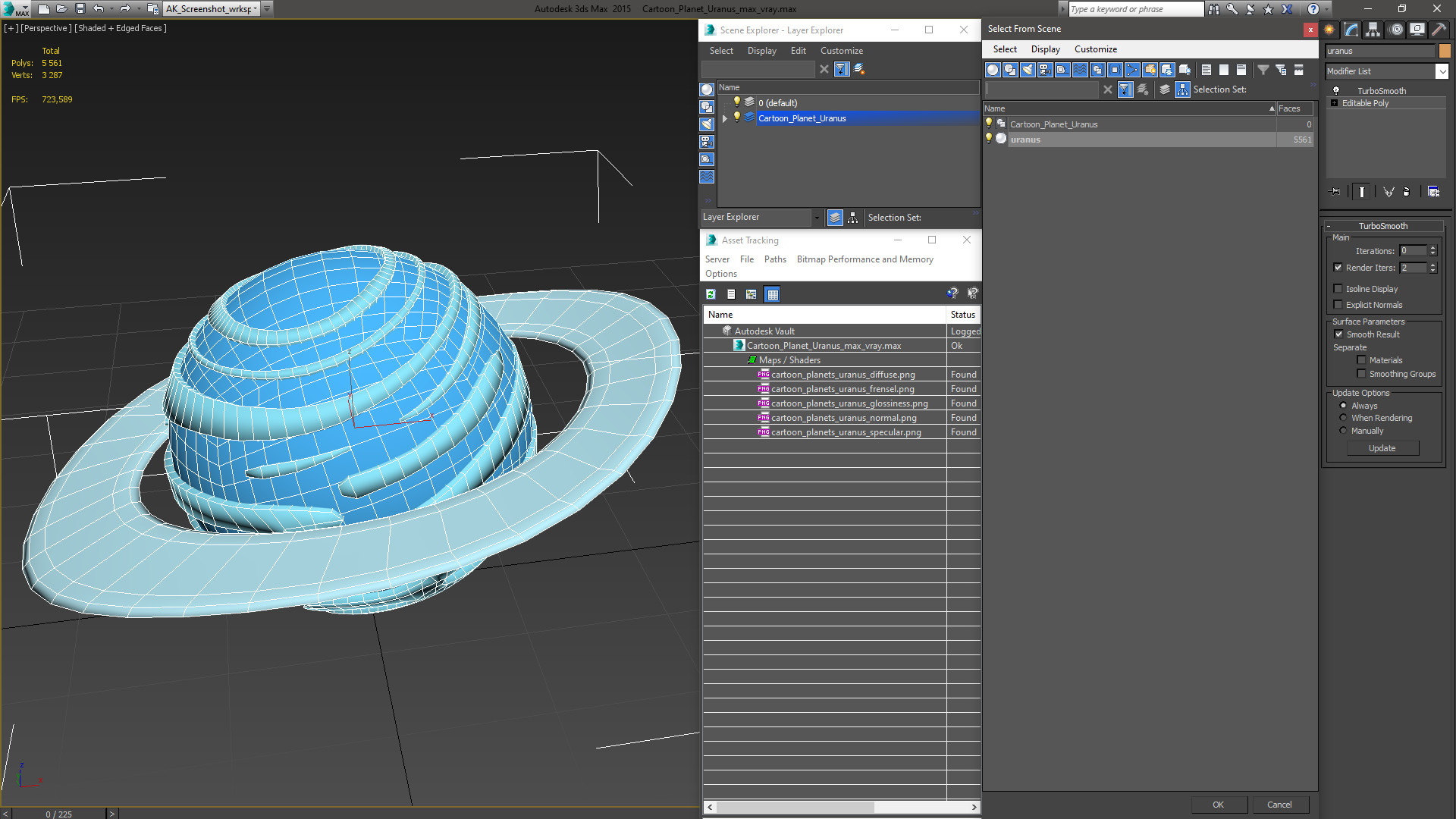 3D Cartoon Planet Uranus