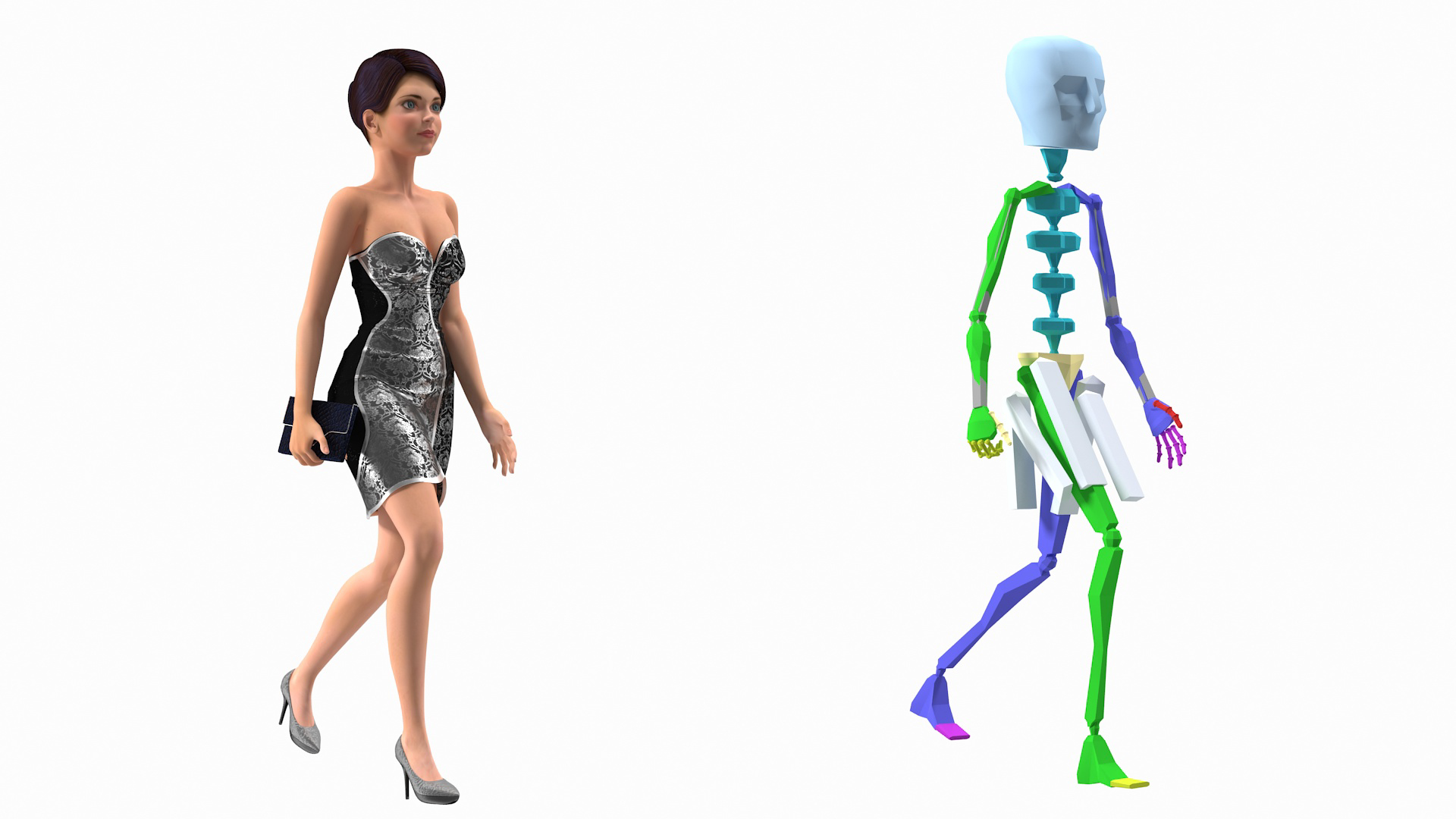 3D model Cartoon Young Woman Party Clothes Rigged