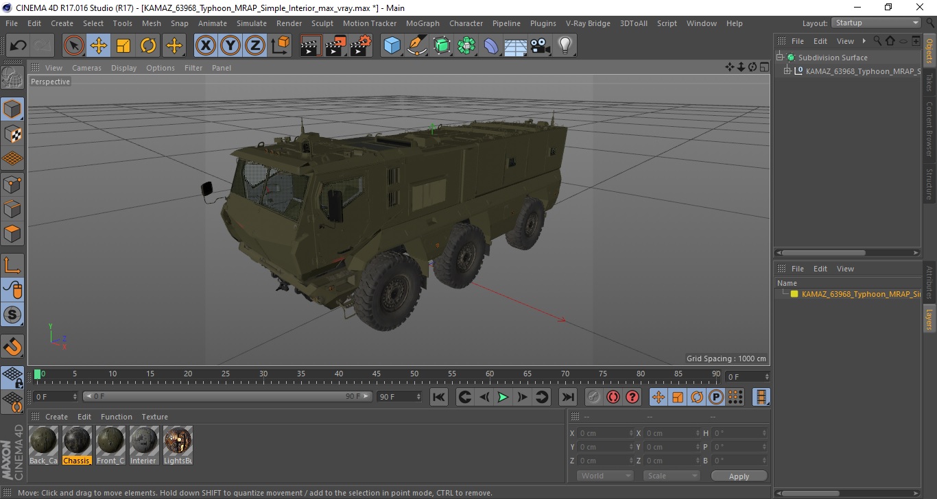 3D model KAMAZ 63968 Typhoon MRAP Simple Interior