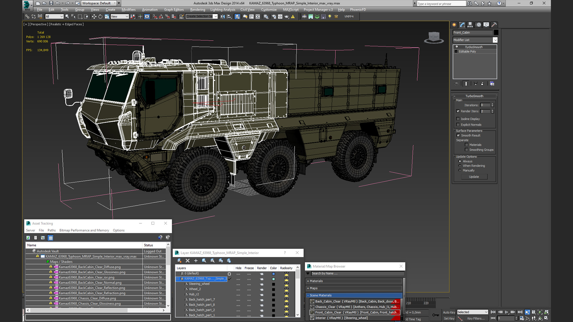 3D model KAMAZ 63968 Typhoon MRAP Simple Interior