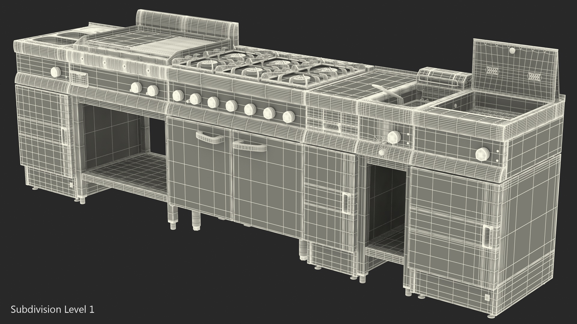 Professional Inox Kitchen Equipment Set 3D model