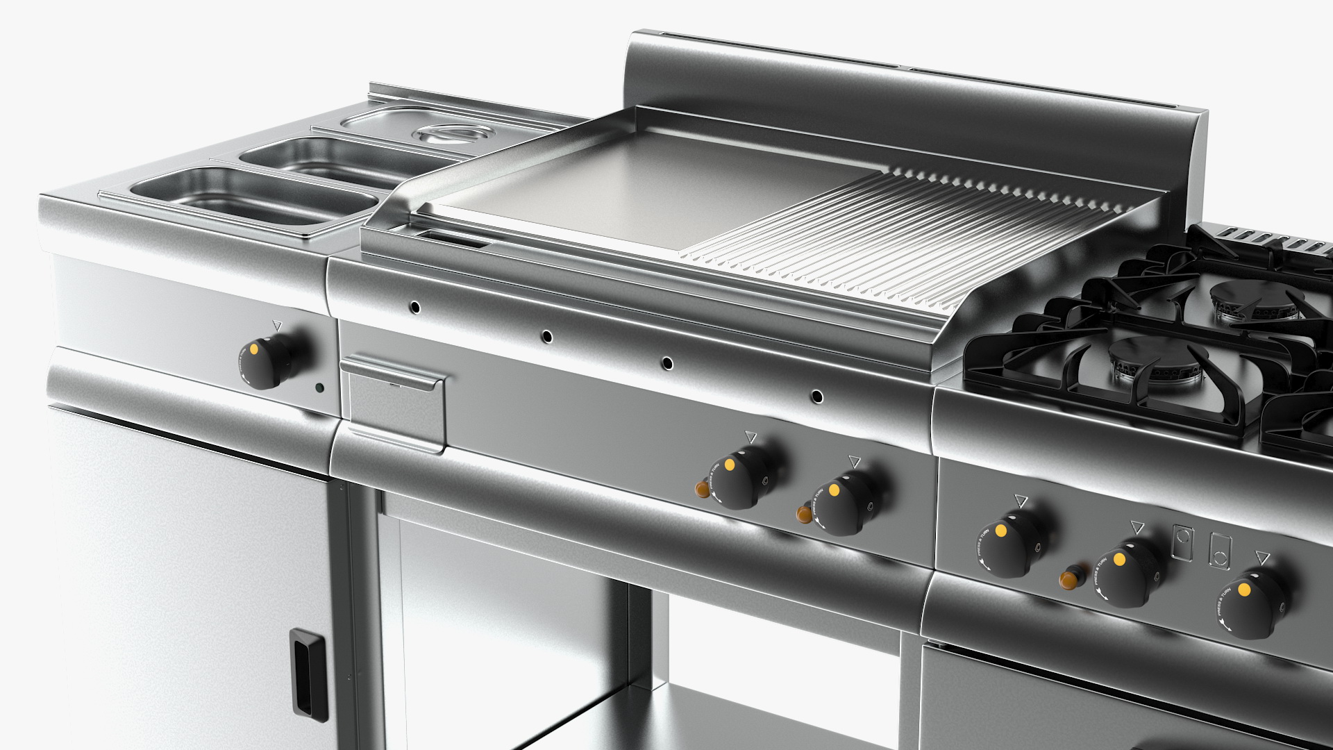 Professional Inox Kitchen Equipment Set 3D model