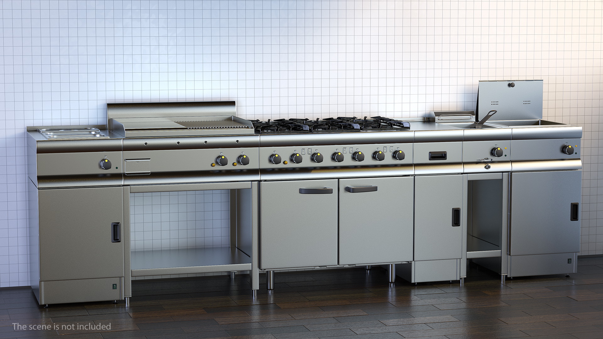 Professional Inox Kitchen Equipment Set 3D model