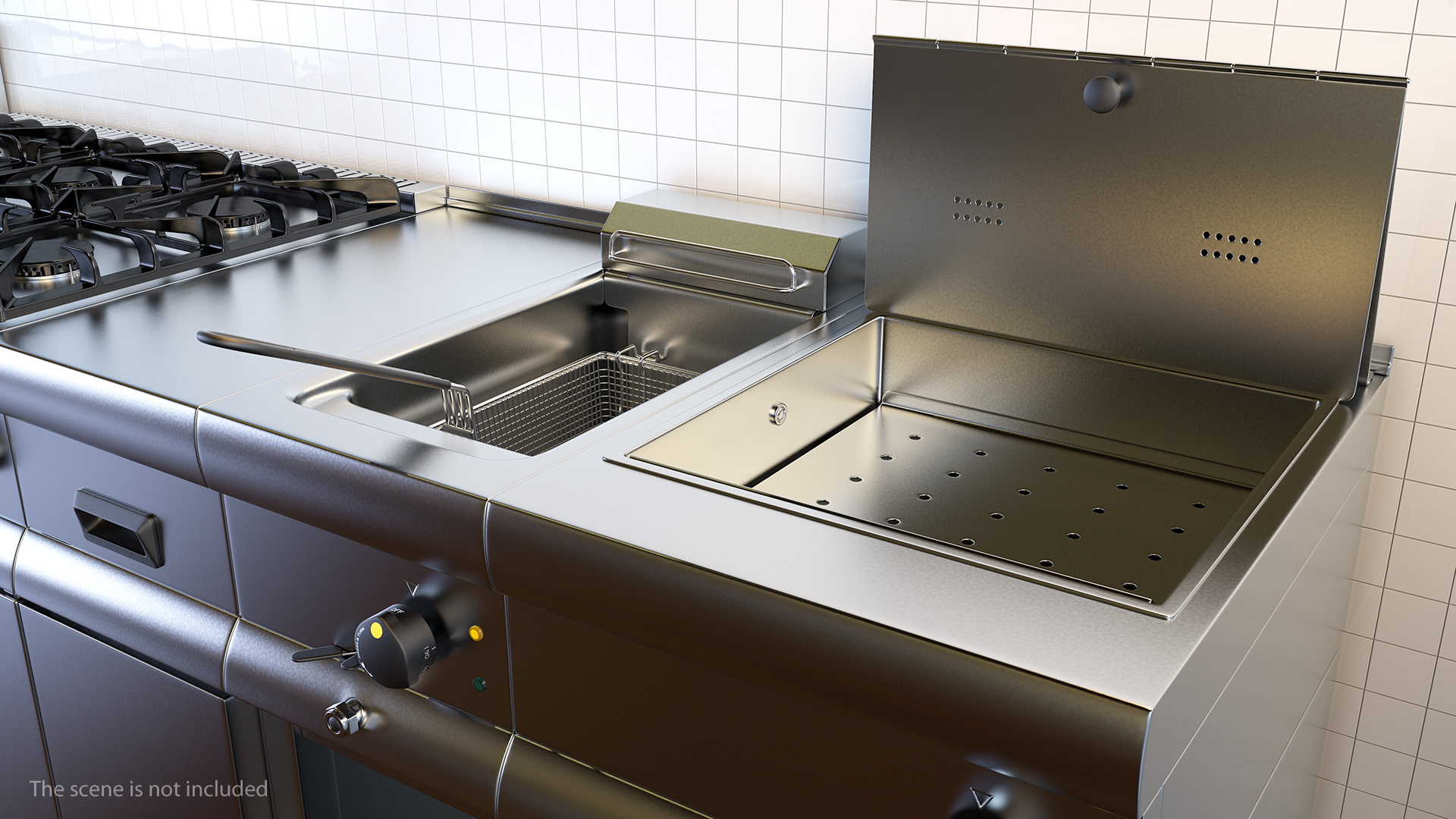 Professional Inox Kitchen Equipment Set 3D model