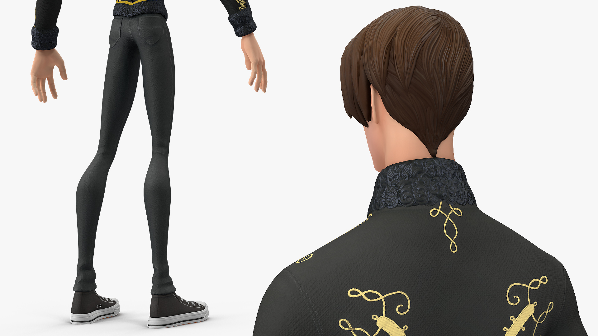Cartoon Man in Cavalry Jacket 3D model